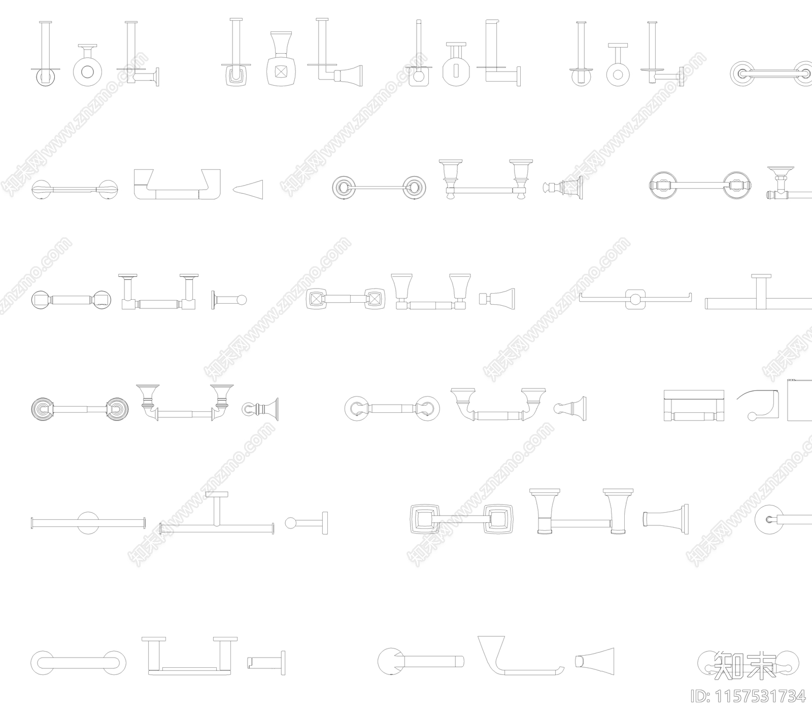 卫生纸架子图库cad施工图下载【ID:1157531734】