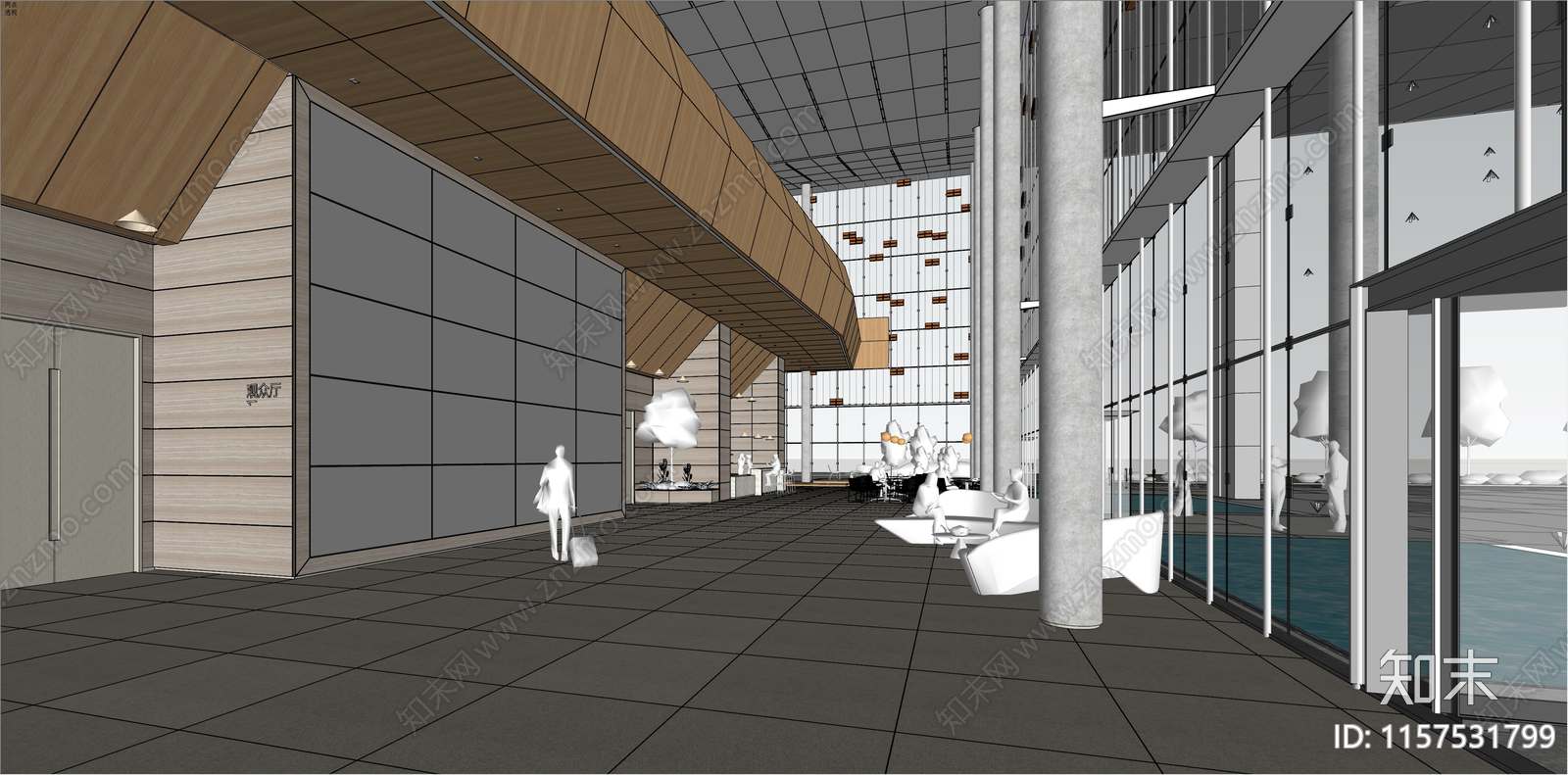 现代办公大堂SU模型下载【ID:1157531799】