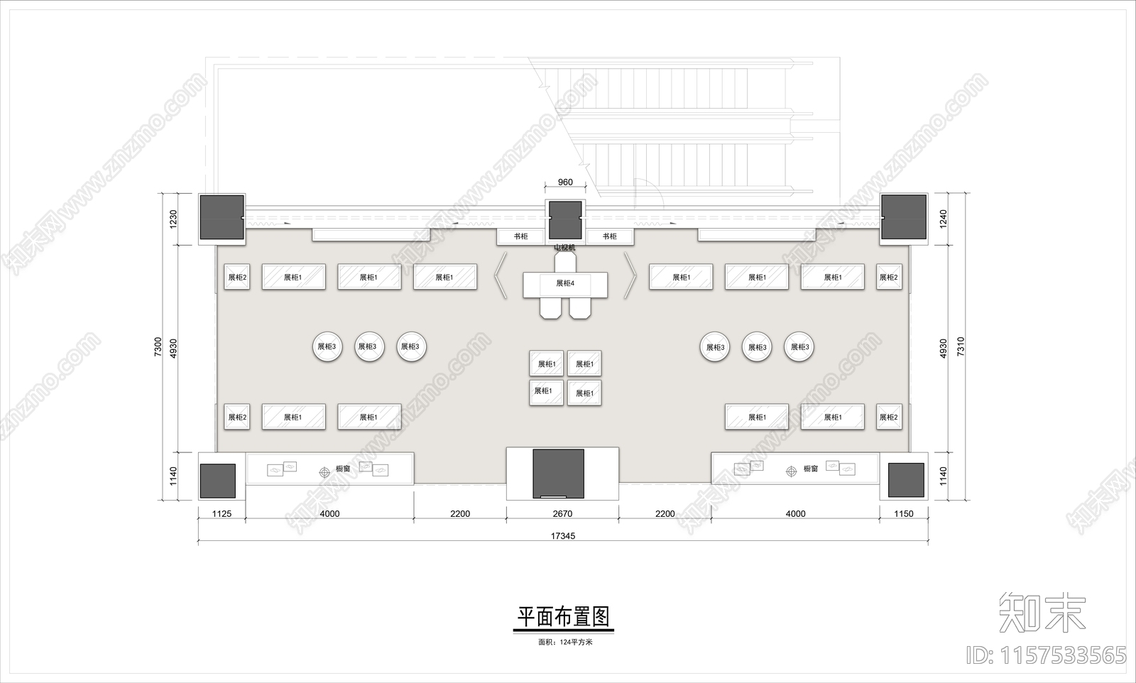 120平米珠宝店平面布置图施工图下载【ID:1157533565】