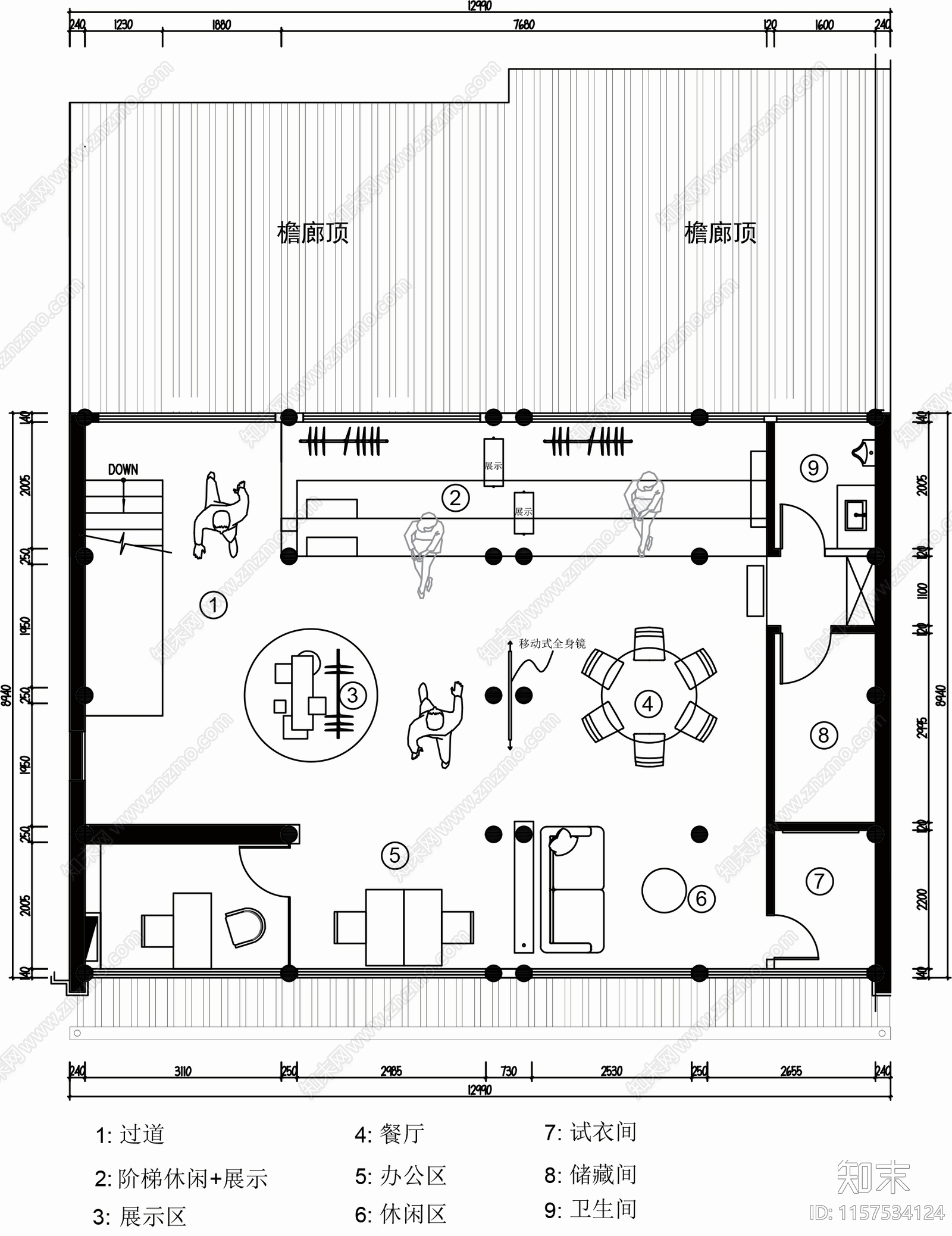 2层西装店平面布置图施工图下载【ID:1157534124】