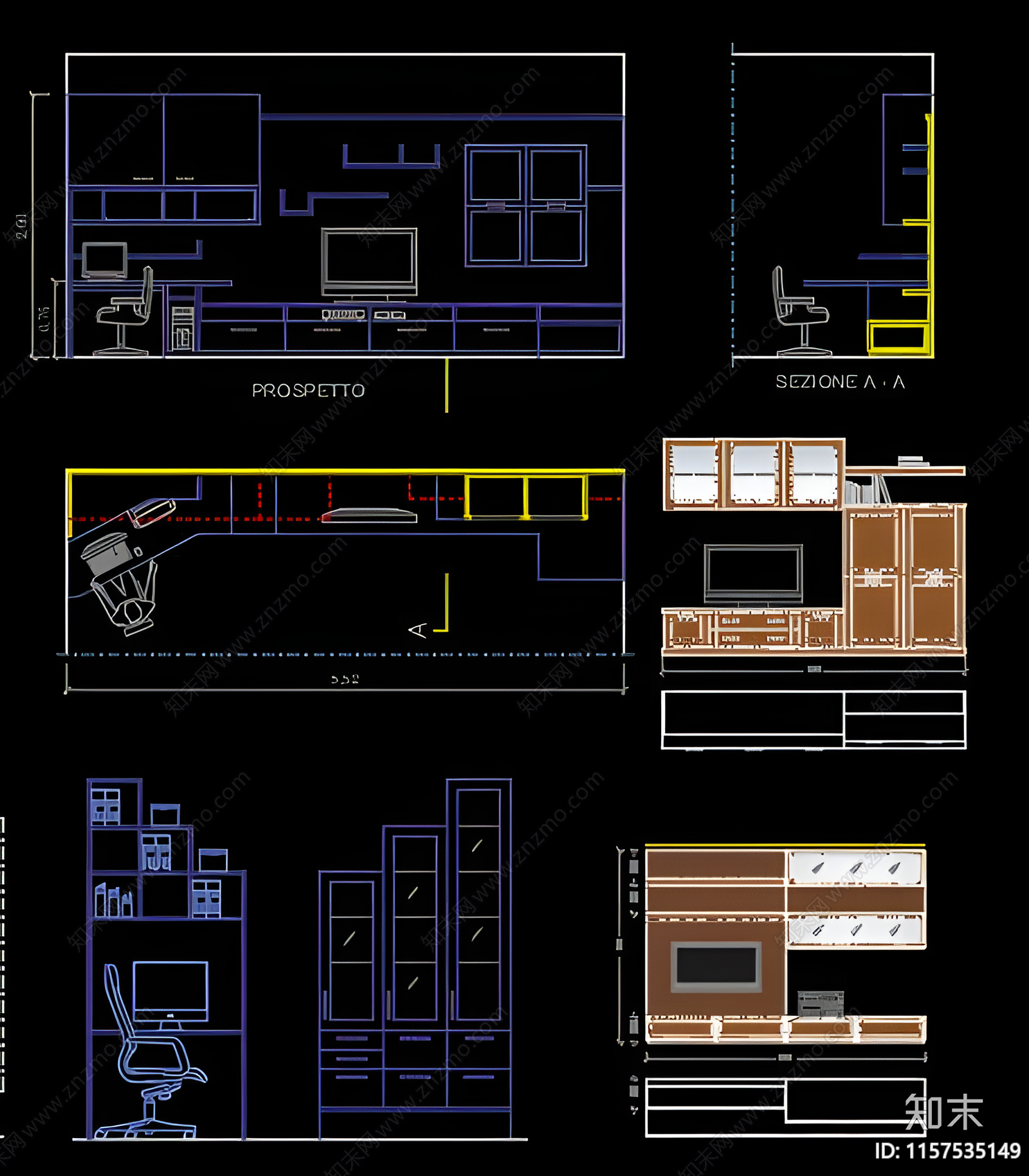 2024电视柜电视背景墙图库cad施工图下载【ID:1157535149】