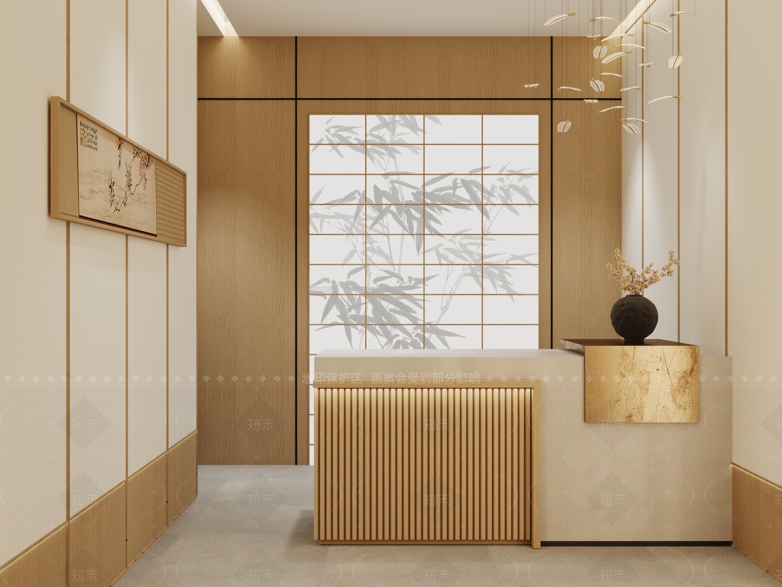 现代原木风前台3D模型下载【ID:1157536325】