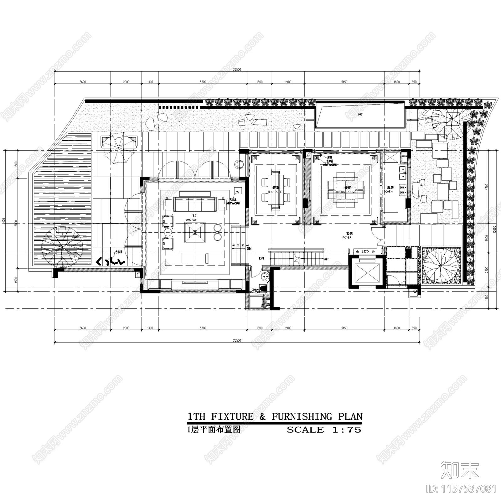 新中式简约深圳京基长岭二层别墅室内家装cad施工图下载【ID:1157537081】