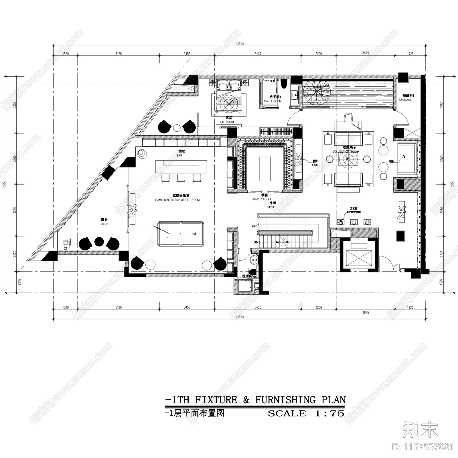 新中式简约深圳京基长岭二层别墅室内家装cad施工图下载【ID:1157537081】