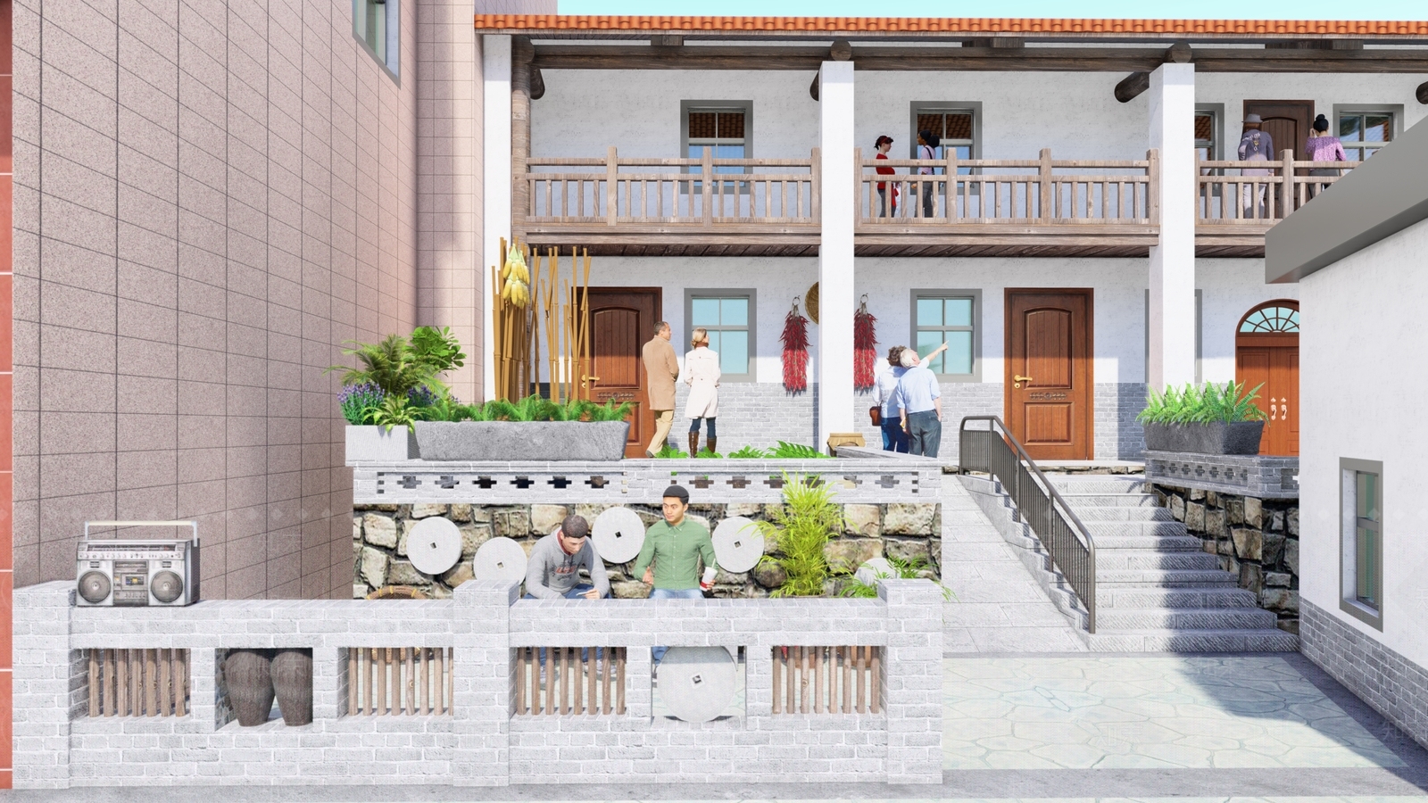 新中式乡村院落改造SU模型下载【ID:1157537809】