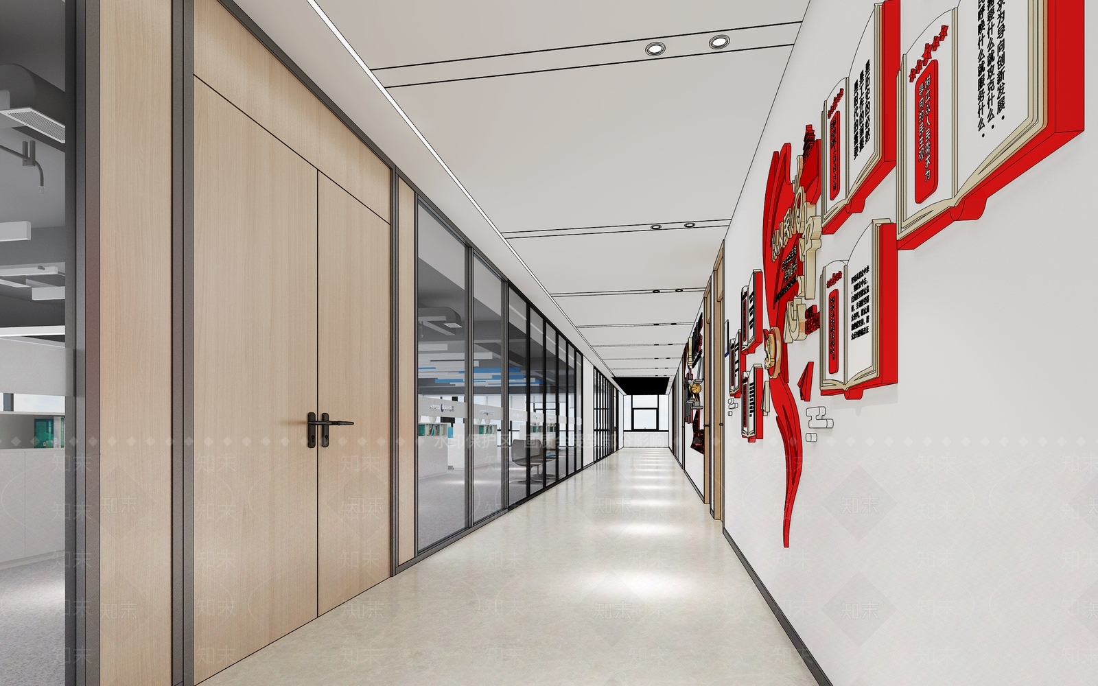 现代办公走廊展览展示3D模型下载【ID:1157540633】
