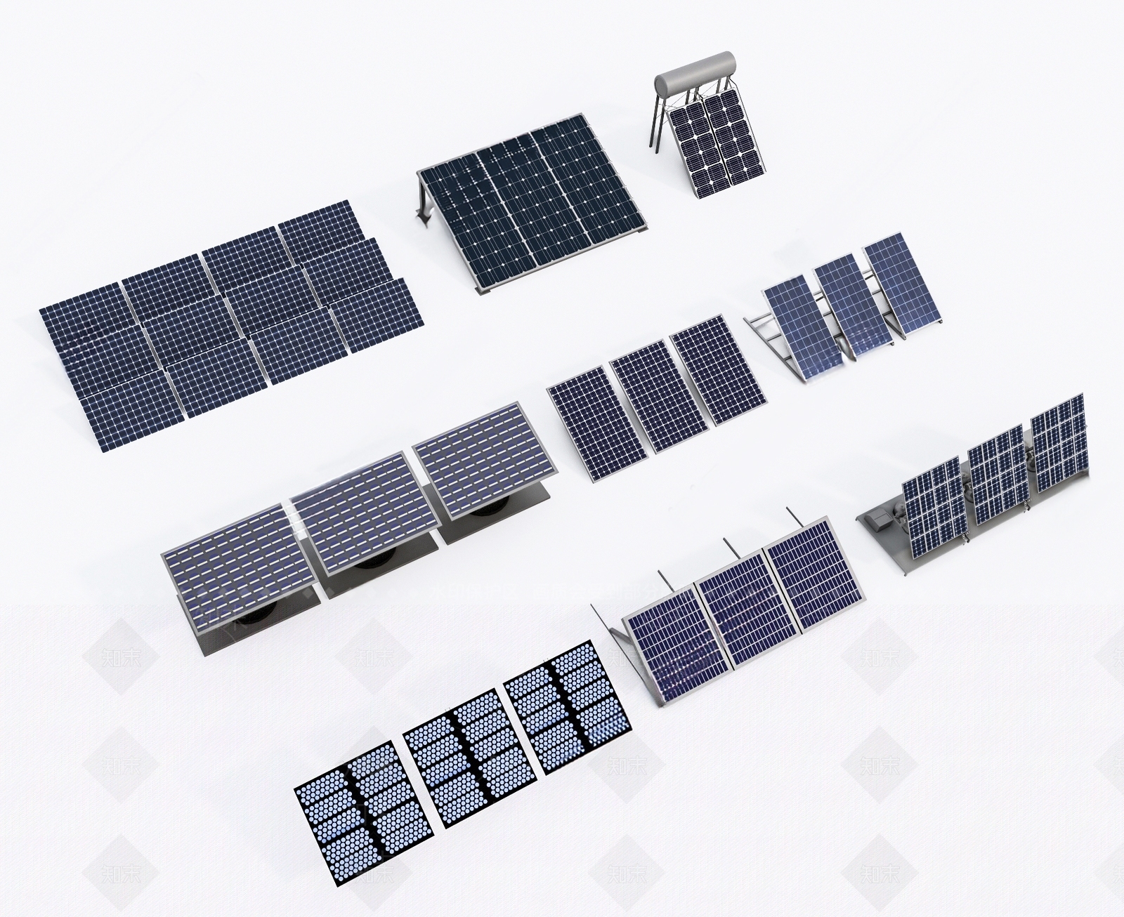 现代太阳能光伏板3D模型下载【ID:1157540706】