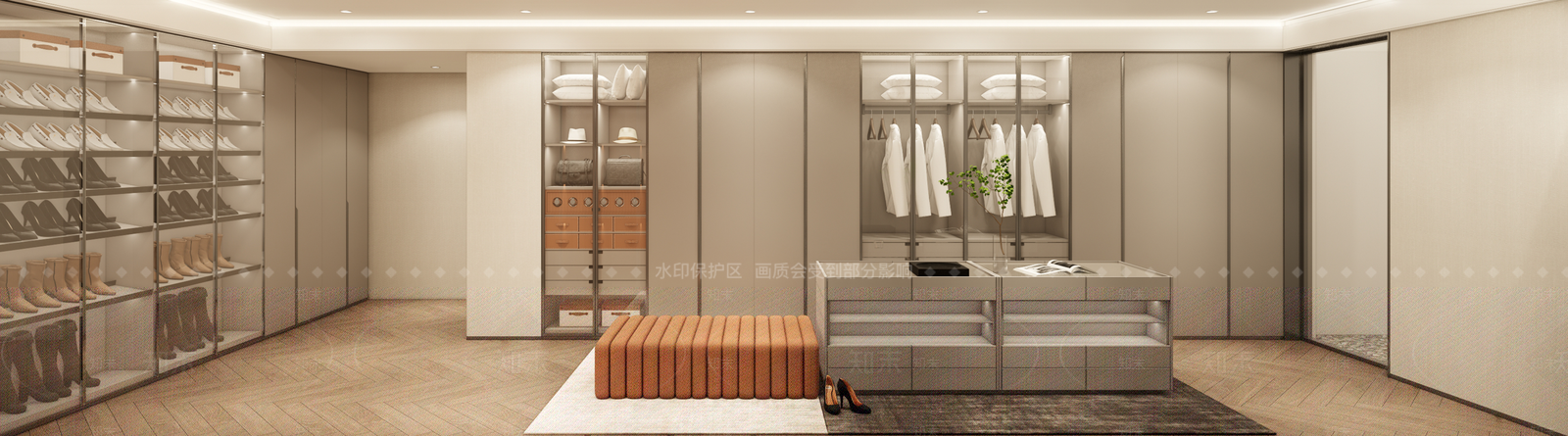 现代主卧衣帽间SU模型下载【ID:1157540993】