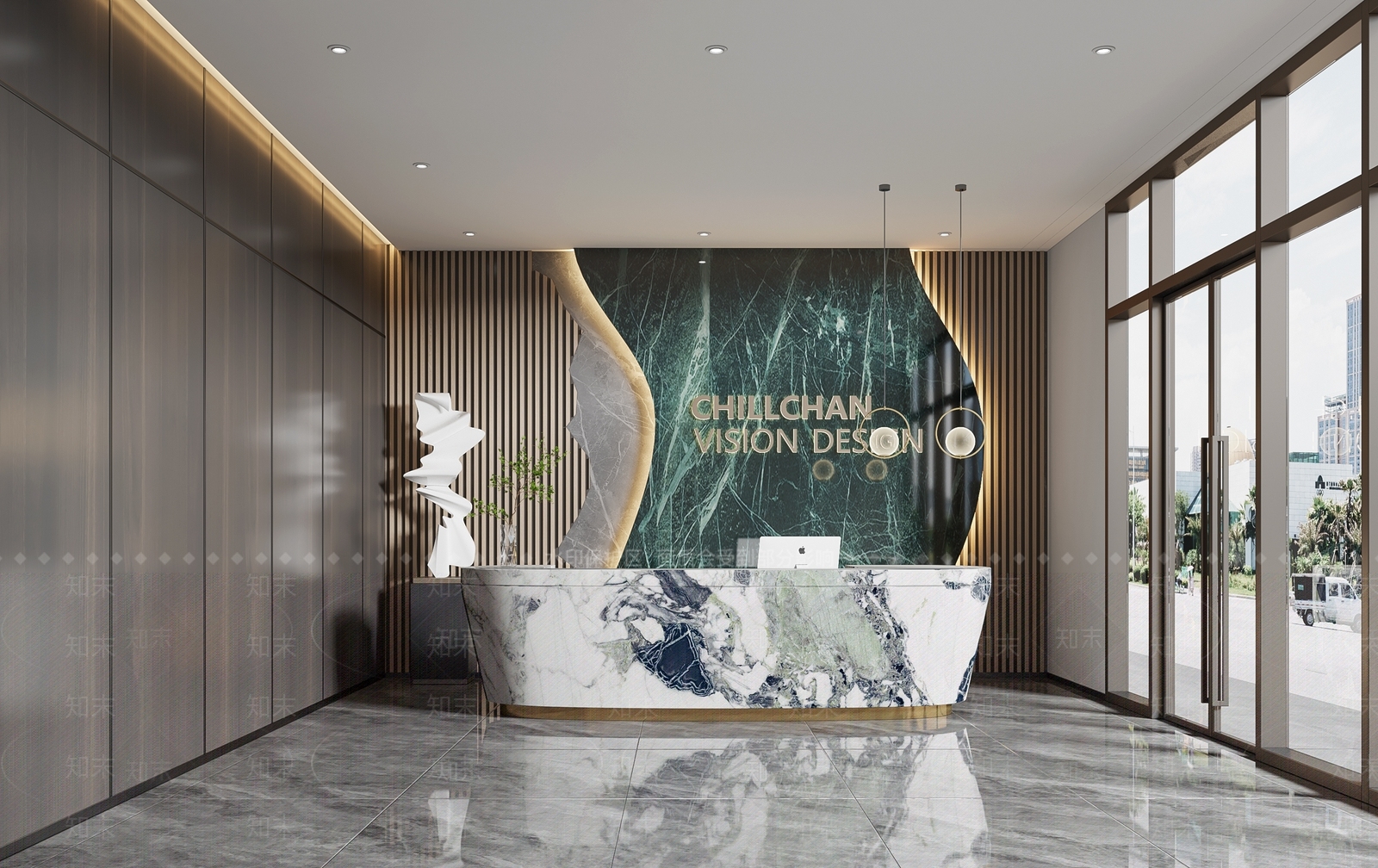 现代办公室前台3D模型下载【ID:1157541683】