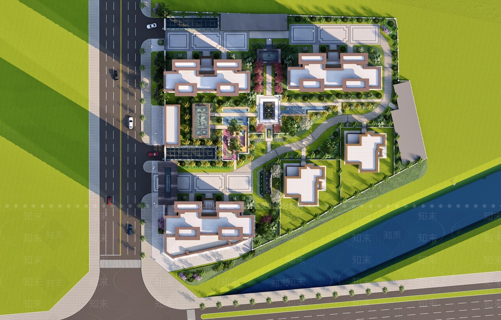新中式小区景观SU模型下载【ID:1157542080】