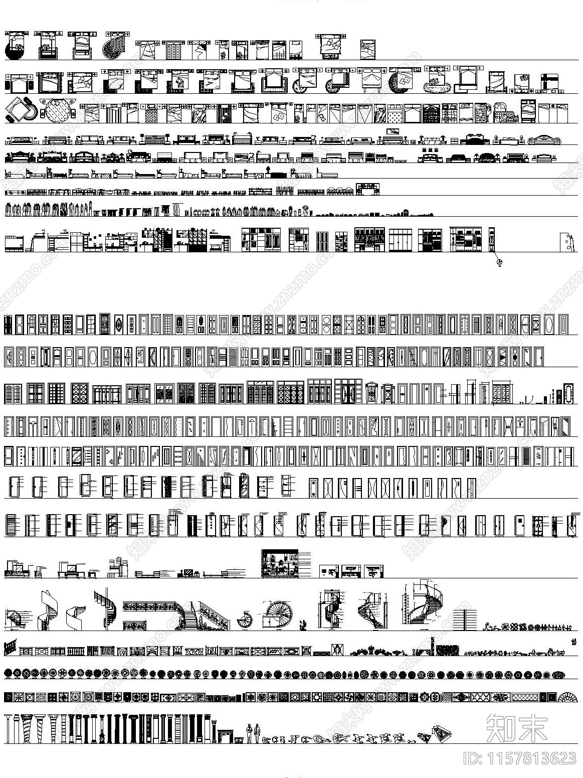 图库家装工装平立面素材大全cad施工图下载【ID:1157813623】