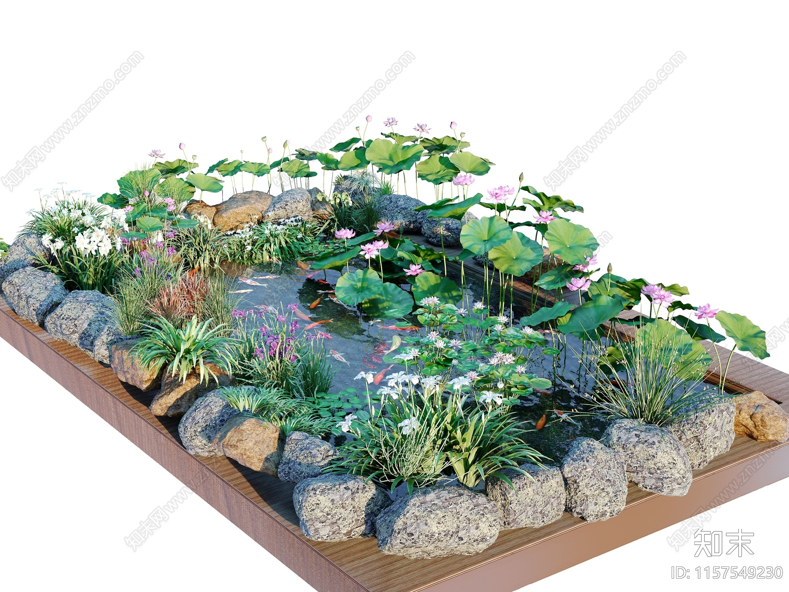 现代池塘荷花3D模型下载【ID:1157549230】