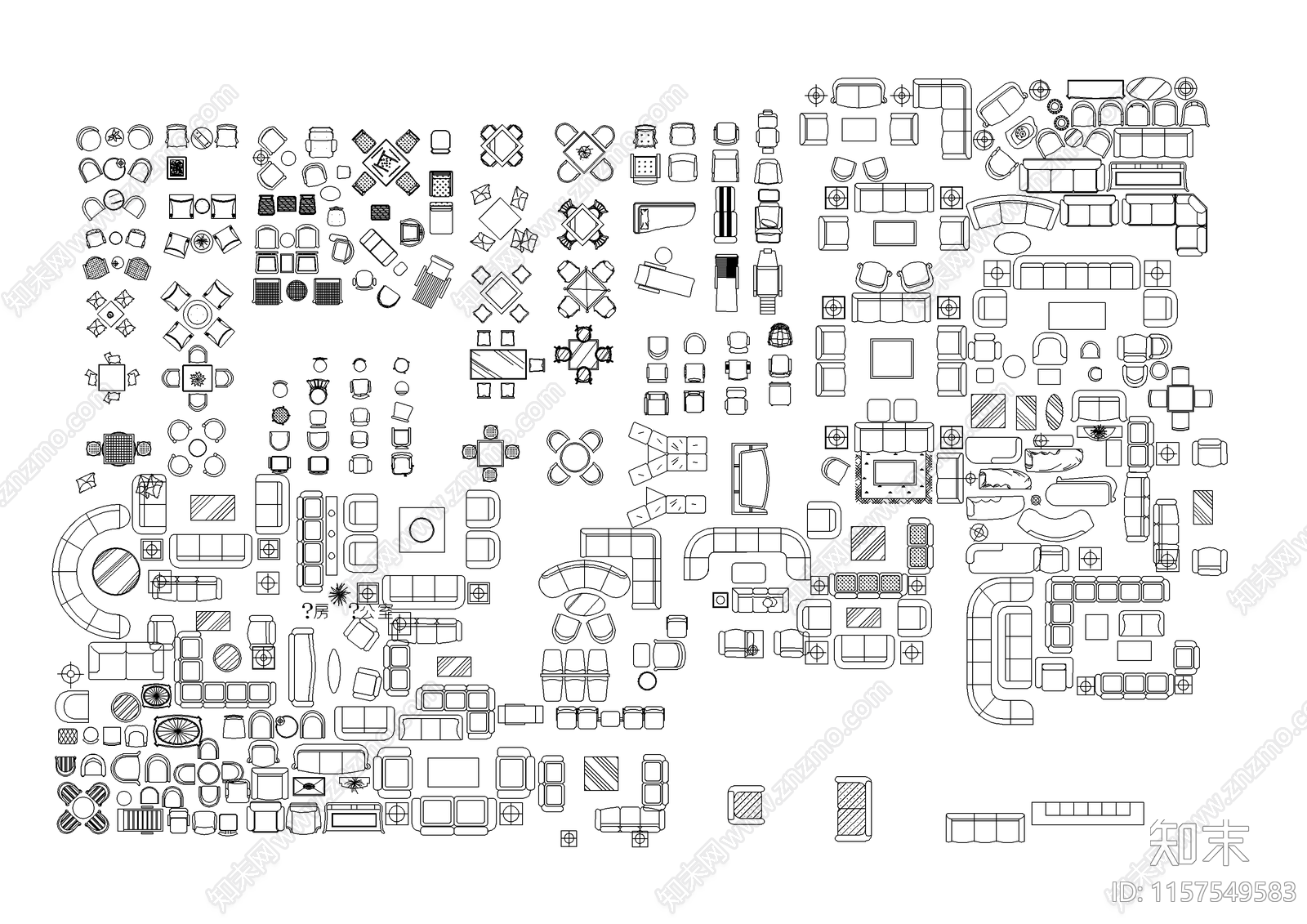 休闲座椅素材图例施工图下载【ID:1157549583】