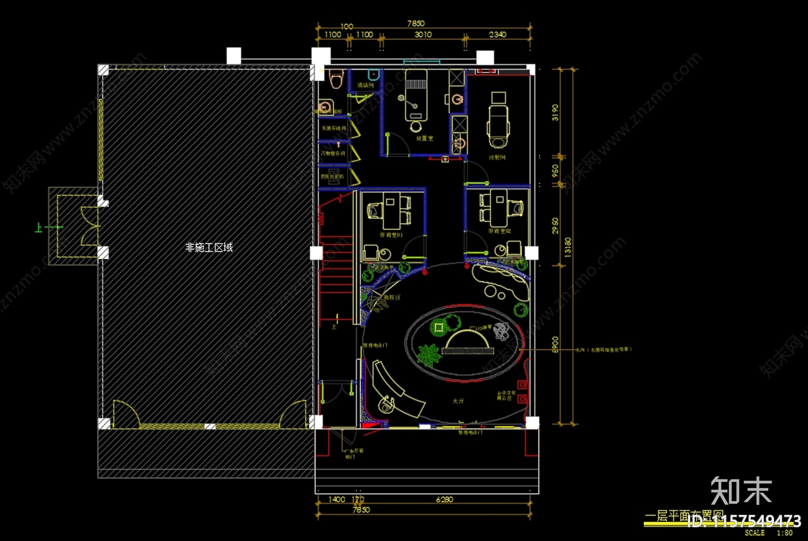 珠海医疗美容会cad施工图下载【ID:1157549473】