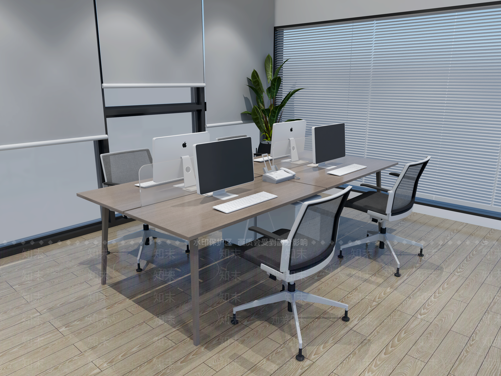 现代办公桌椅组合3D模型下载【ID:1157559766】