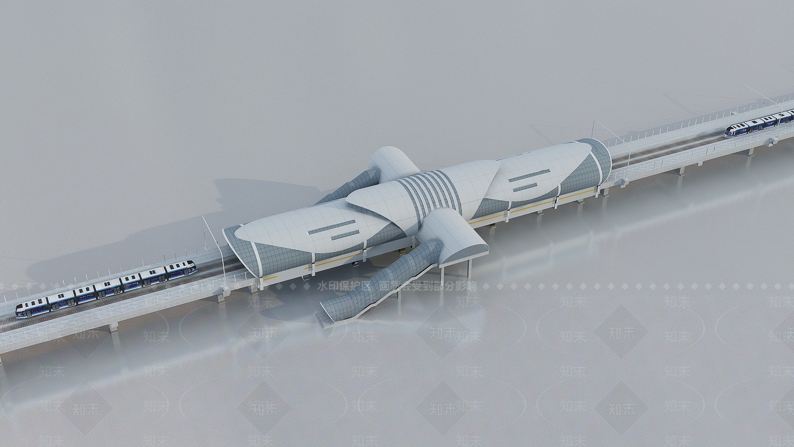 现代轻轨车站3D模型下载【ID:1157559973】