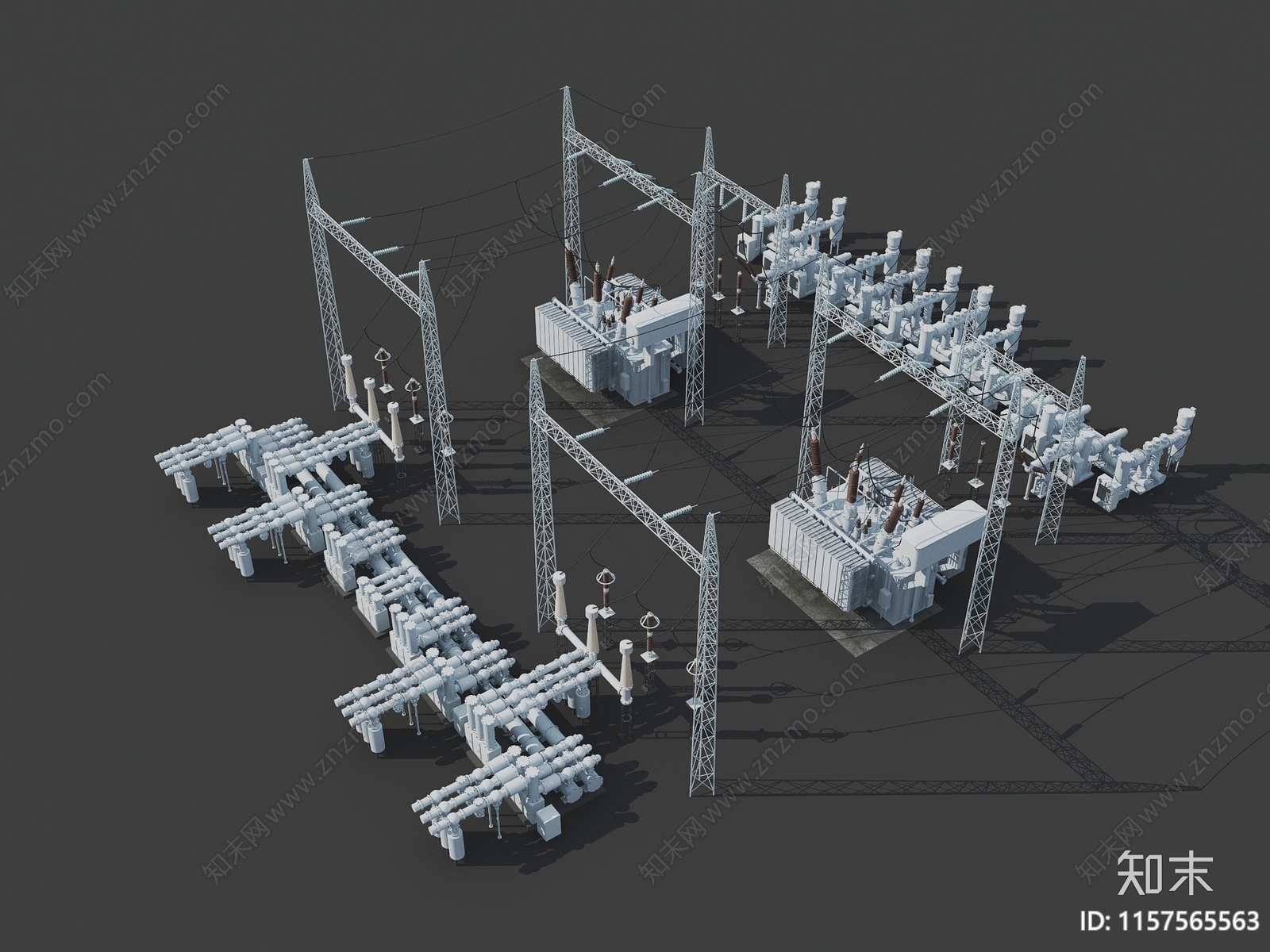 现代变电站变压器3D模型下载【ID:1157565563】