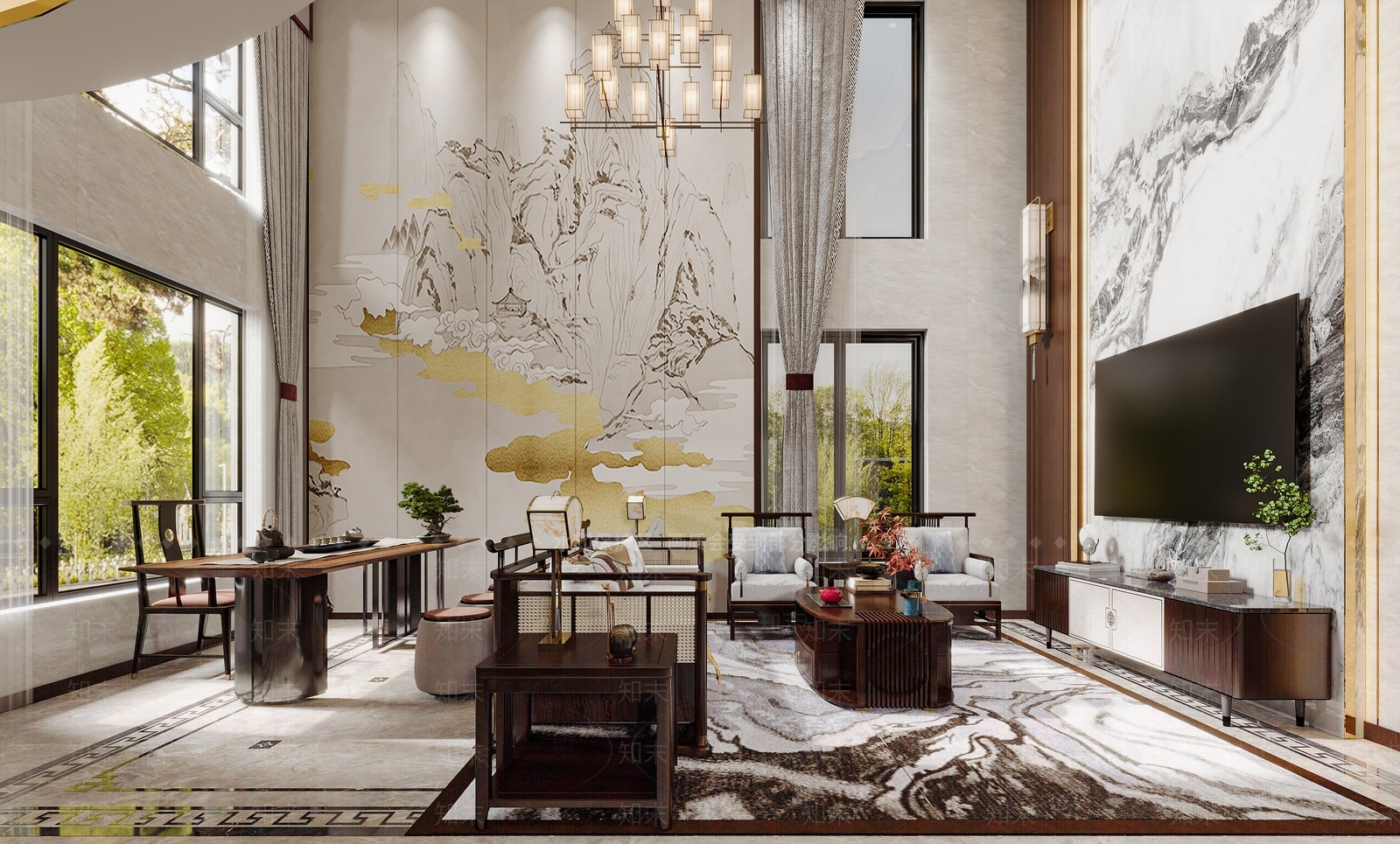 新中式包厢3D模型下载【ID:1214390677】