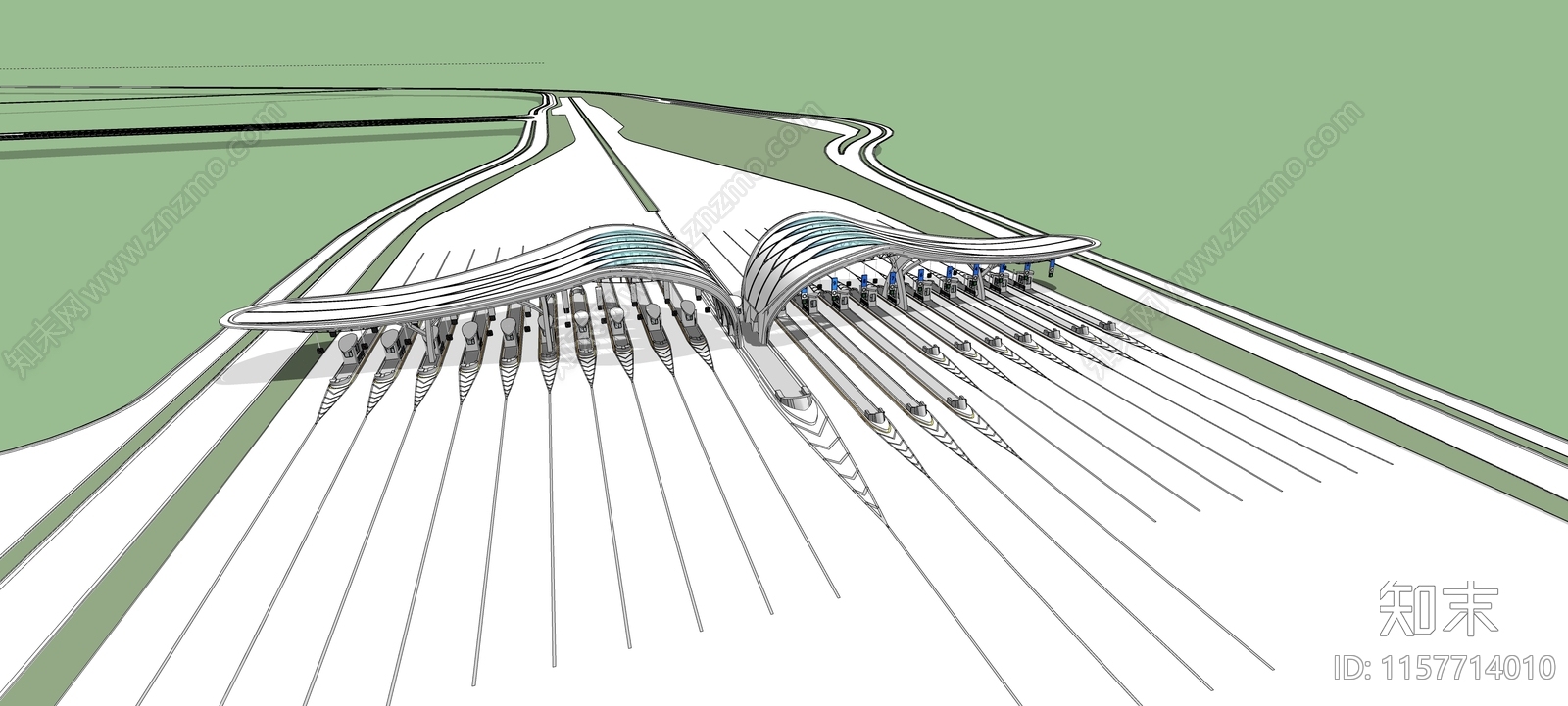 现代收费站SU模型下载【ID:1157714010】