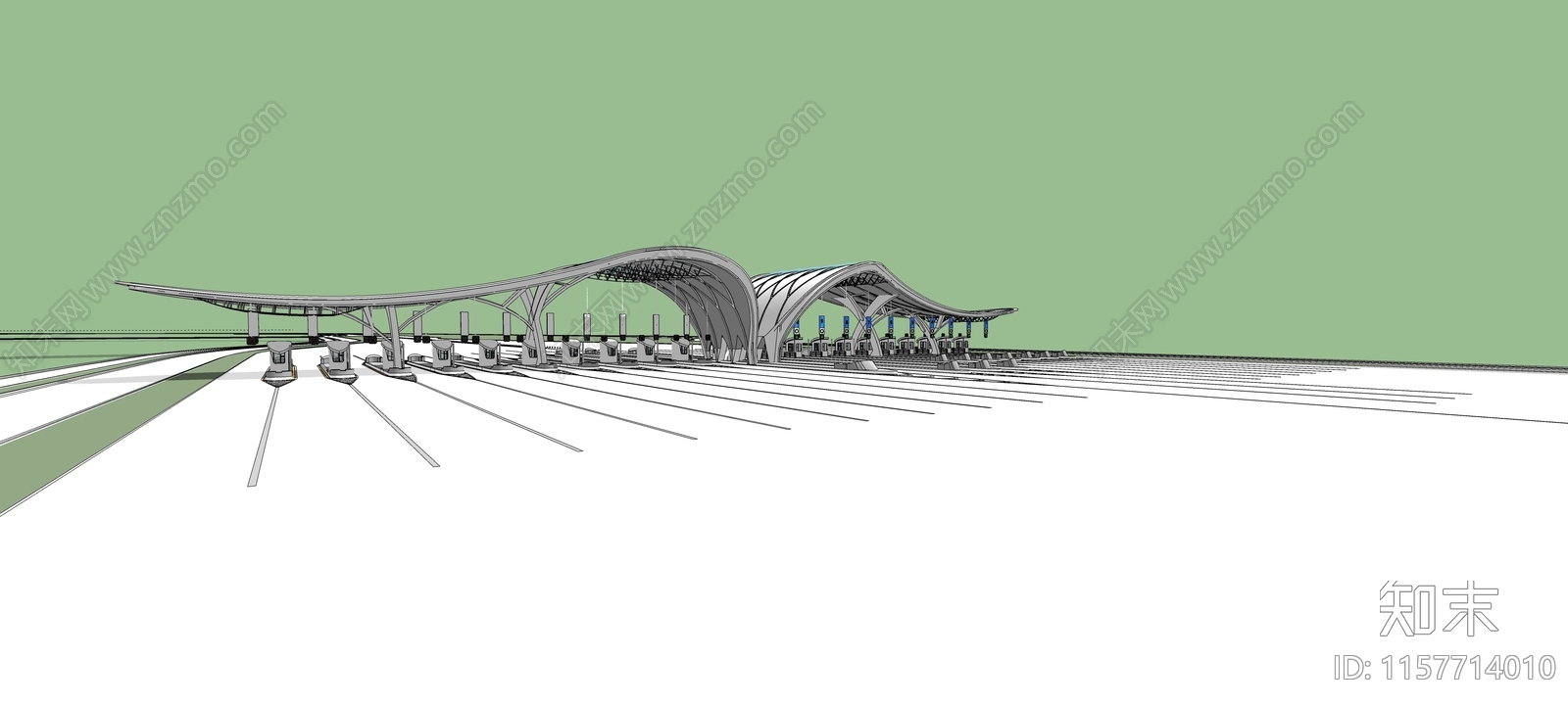 现代收费站SU模型下载【ID:1157714010】
