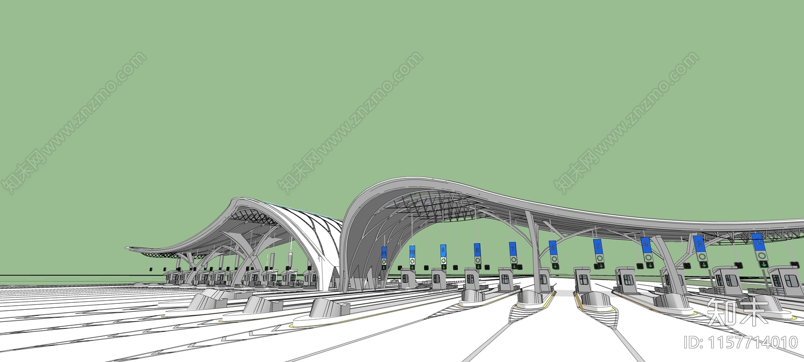 现代收费站SU模型下载【ID:1157714010】