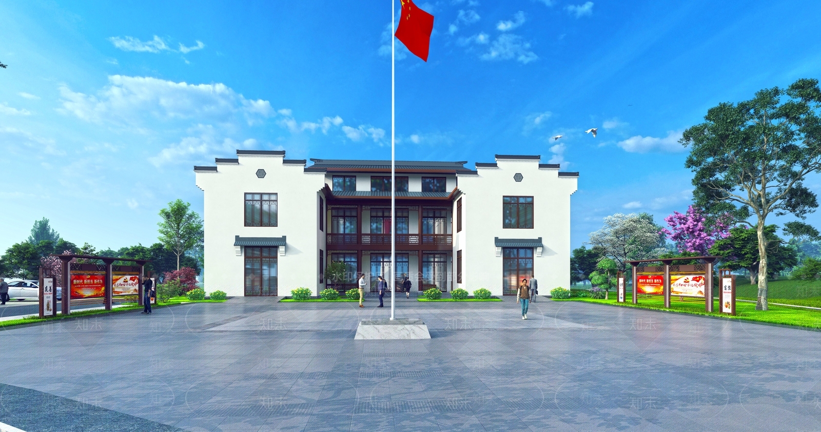 新中式公共建筑SU模型下载【ID:1157568746】