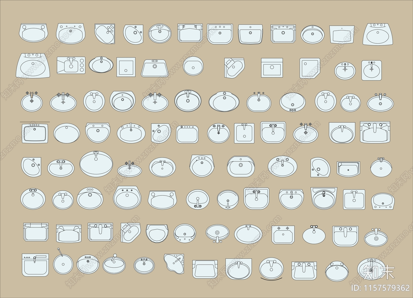 洗手盆合集施工图下载【ID:1157579362】