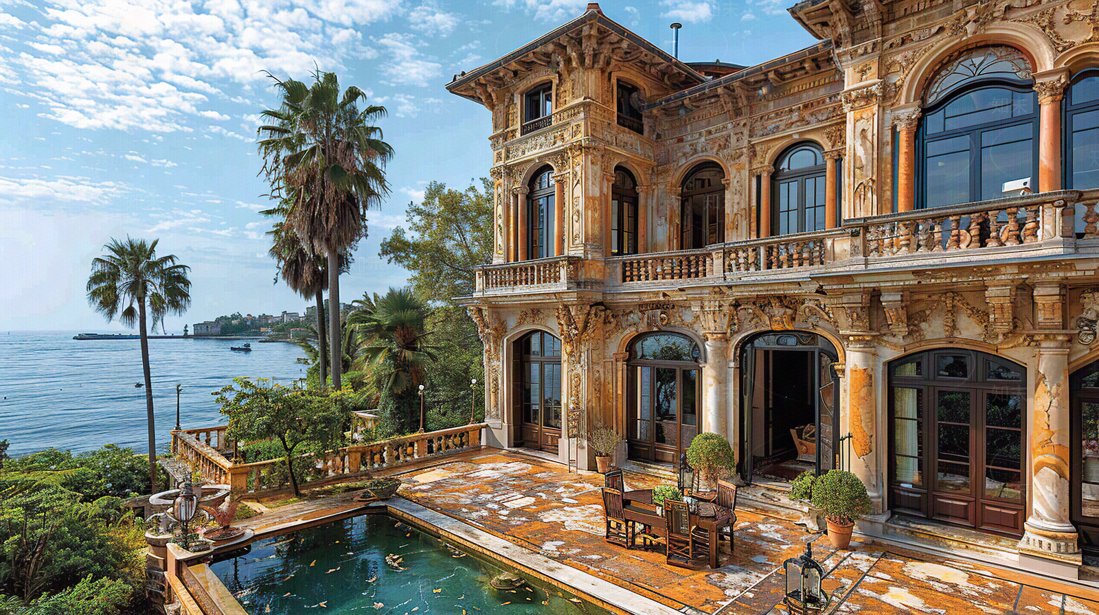 欧式滨海别墅建筑外景贴图下载【ID:1157579577】