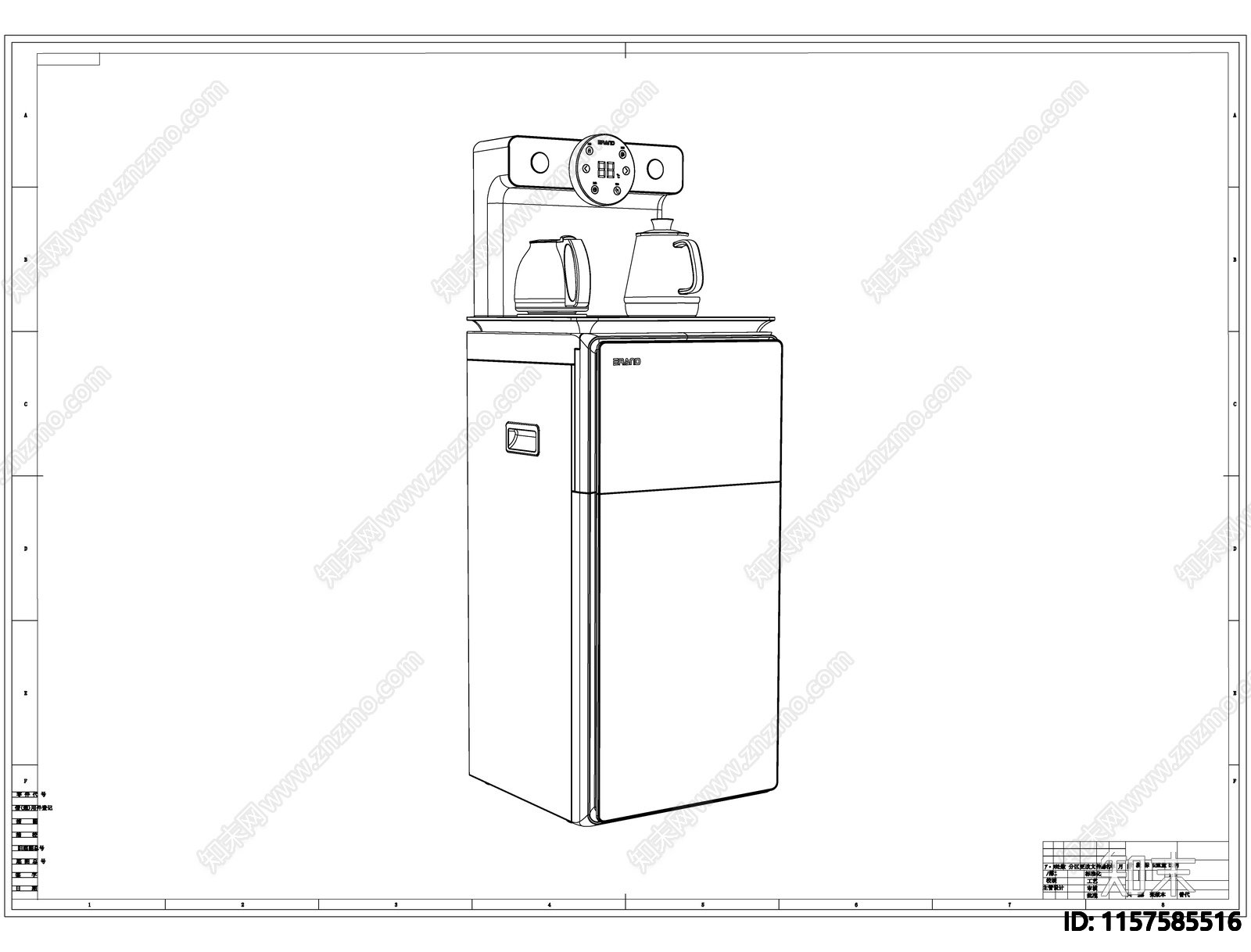 茶吧机线稿图设计cad施工图下载【ID:1157585516】