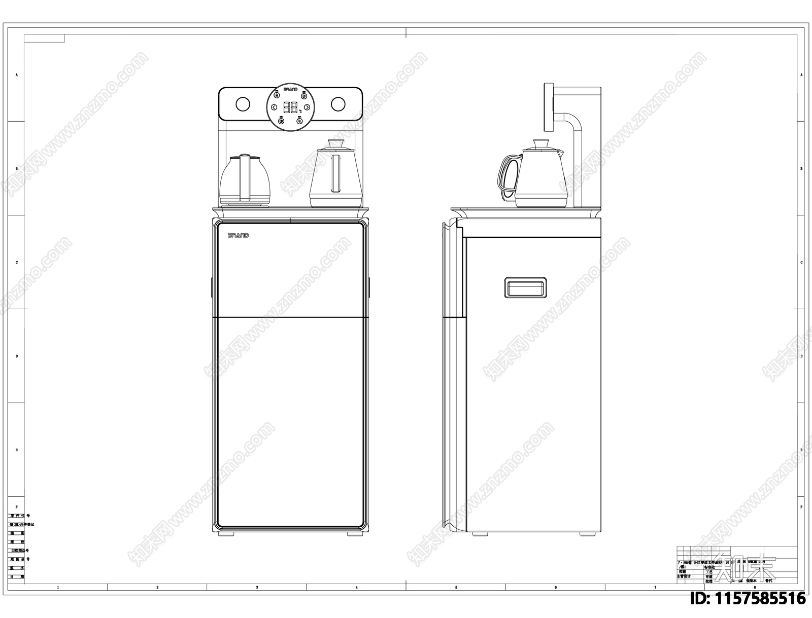 茶吧机线稿图设计cad施工图下载【ID:1157585516】