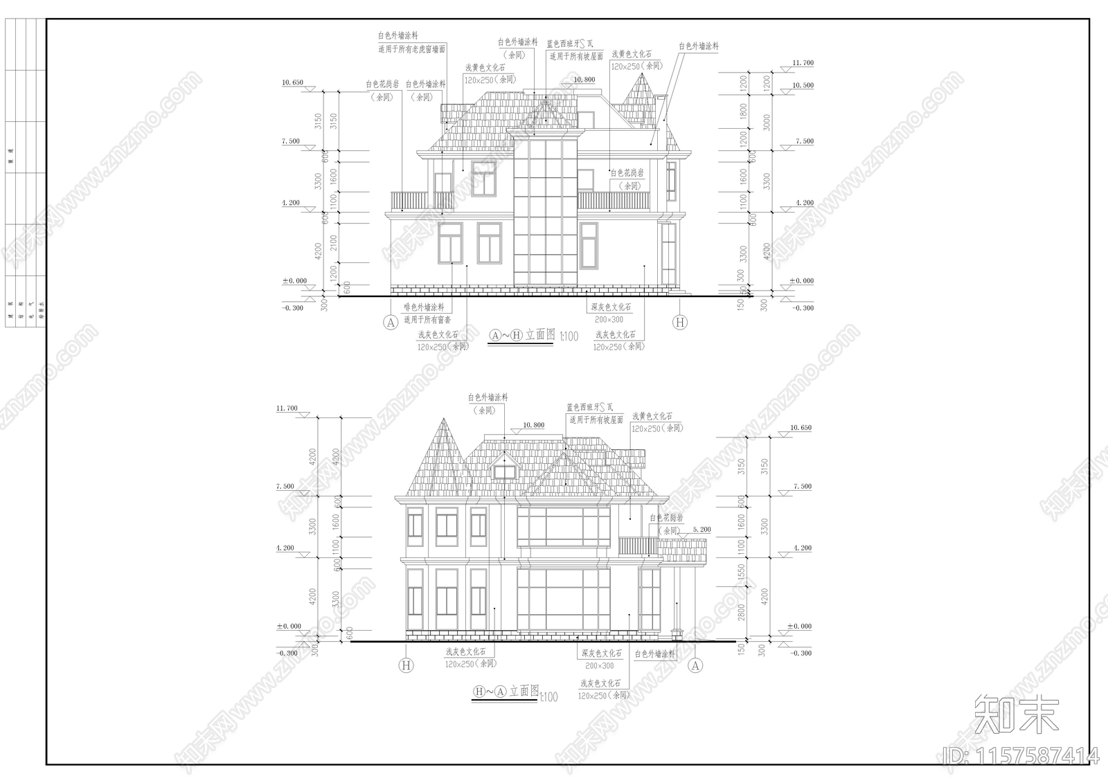 别墅建筑结构cad施工图下载【ID:1157587414】