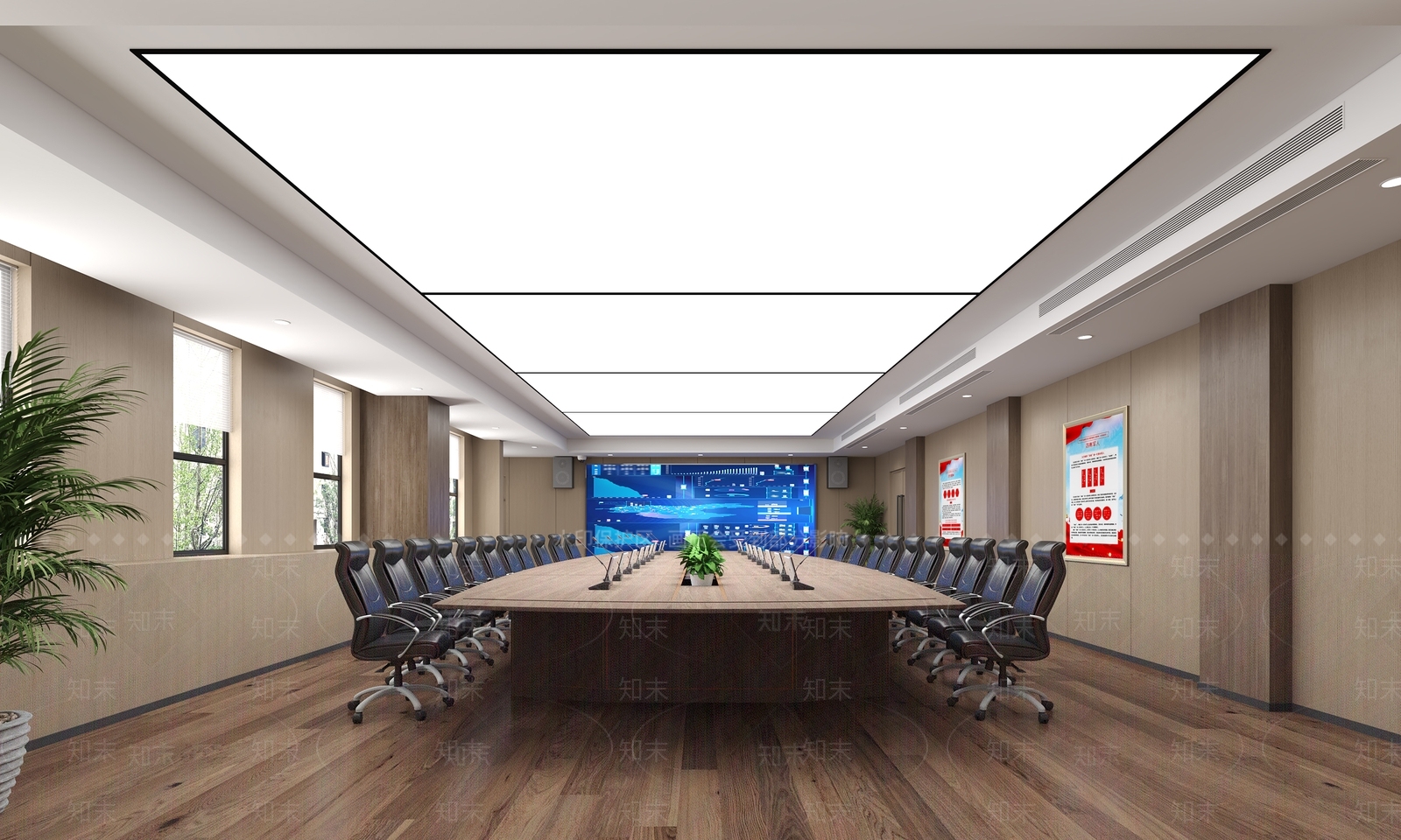 现代现在会议室会议桌椅3D模型下载【ID:1157588371】