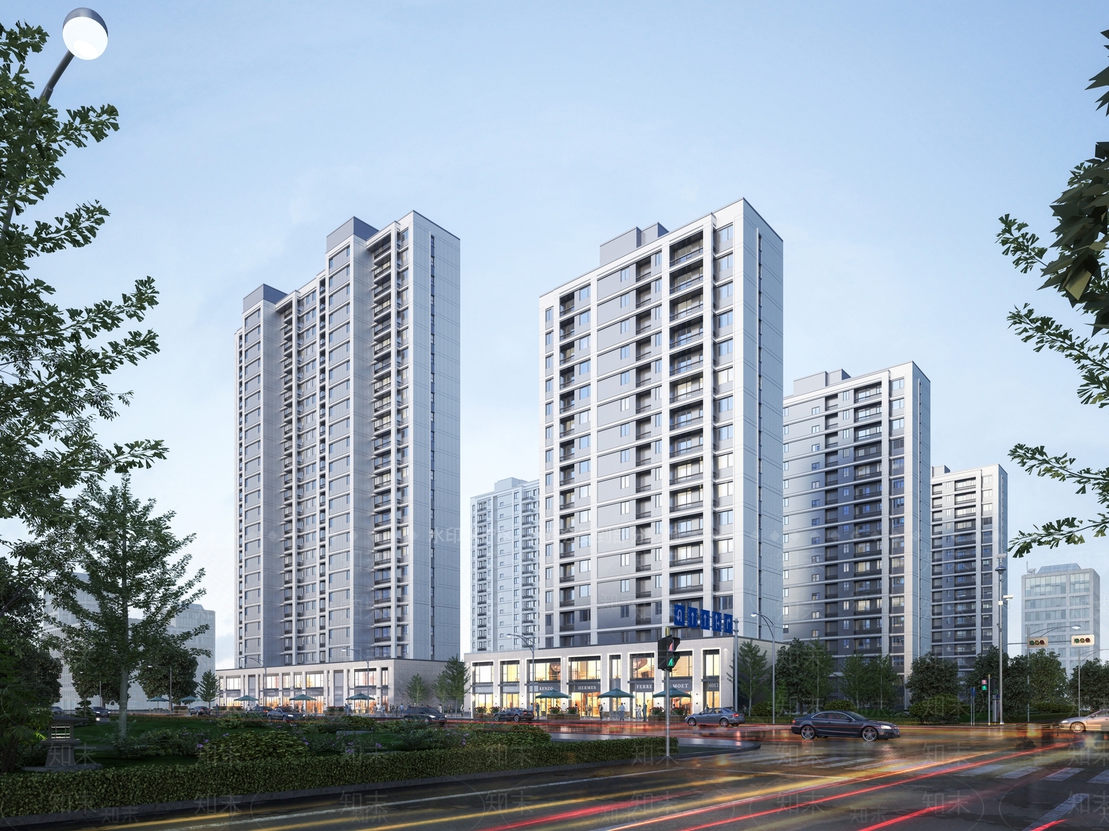 现代沿街透视商住楼3D模型下载【ID:1157594169】