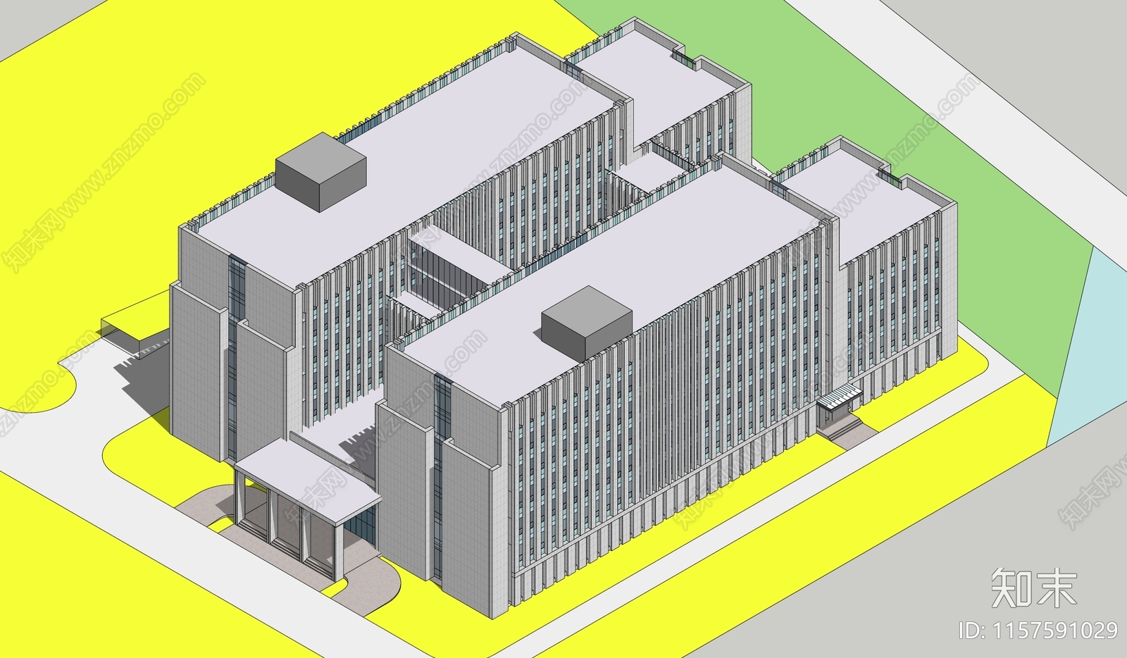 现代简约大学实训教学楼SU模型下载【ID:1157591029】