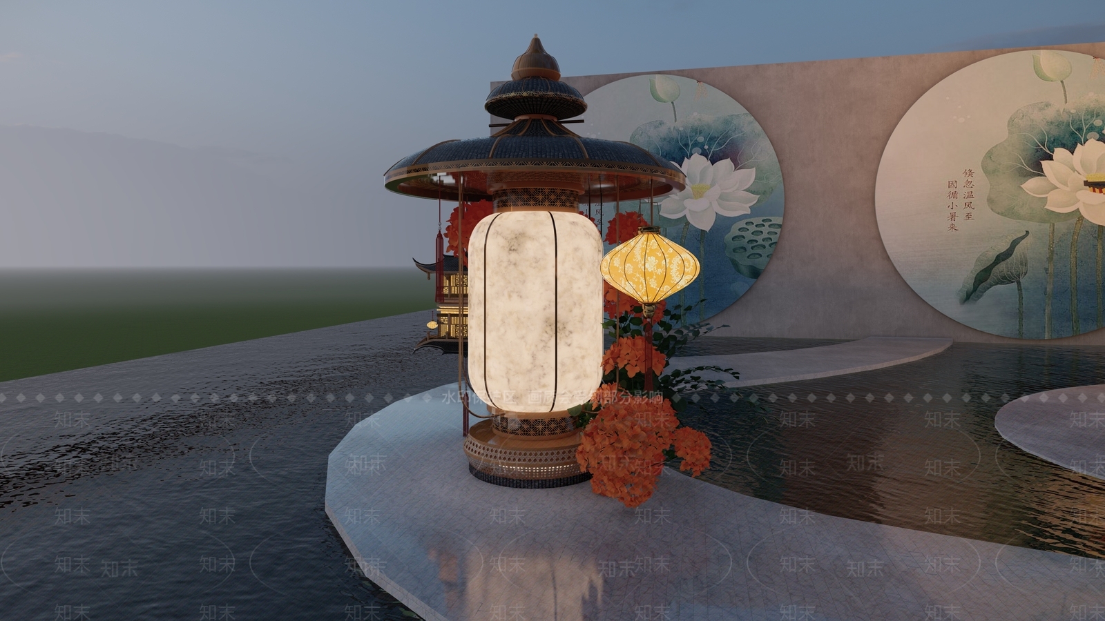 中式古建灯具美陈SU模型下载【ID:1157594079】