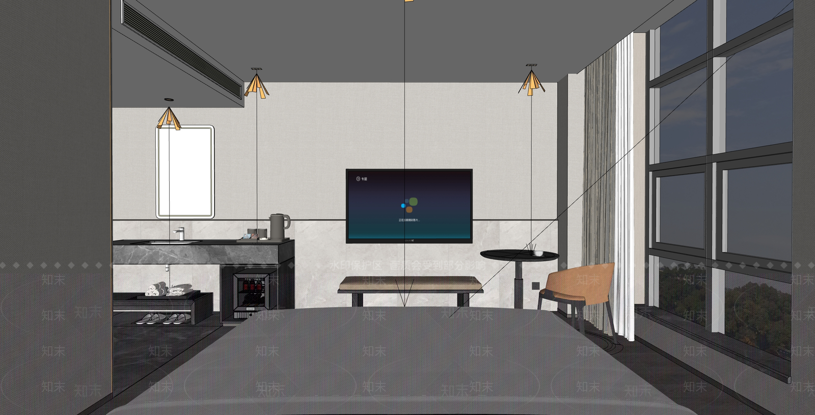 现代商务便捷酒店SU模型下载【ID:1157596452】