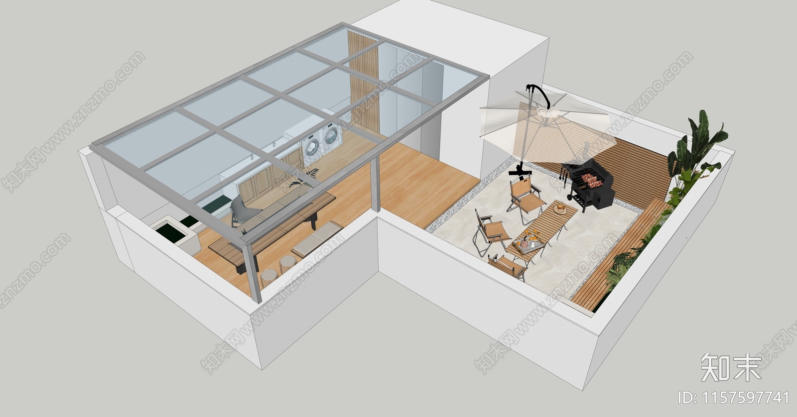 现代屋顶茶室SU模型下载【ID:1157597741】