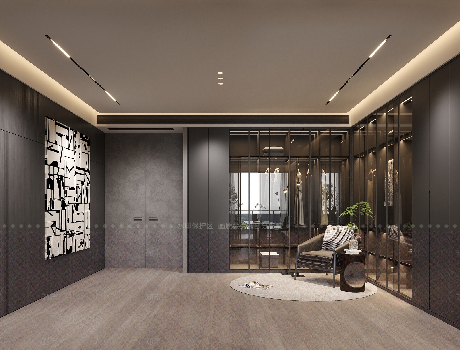 现代衣帽间3D模型下载【ID:1214567377】