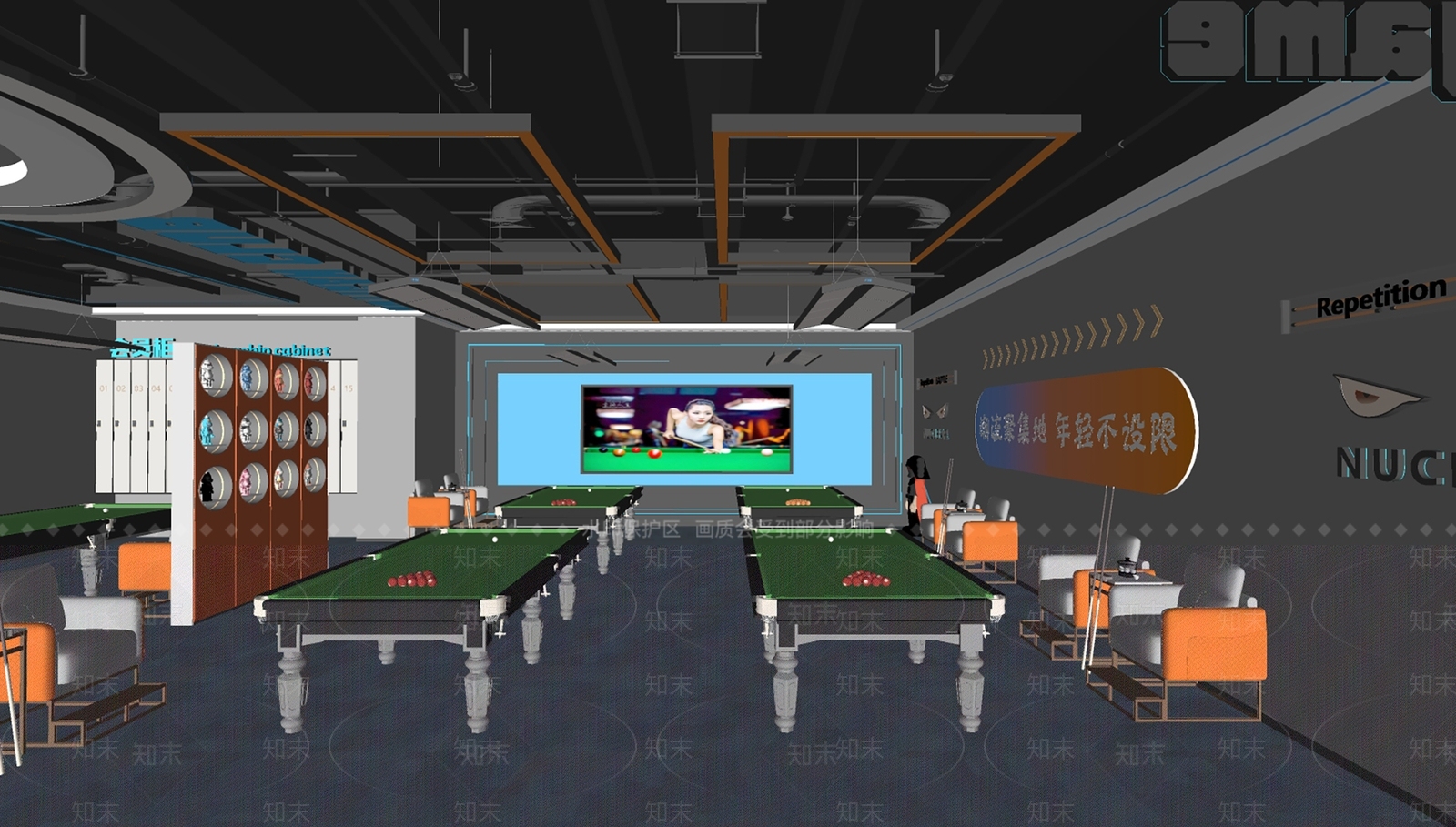 现代台球室SU模型下载【ID:1157599086】
