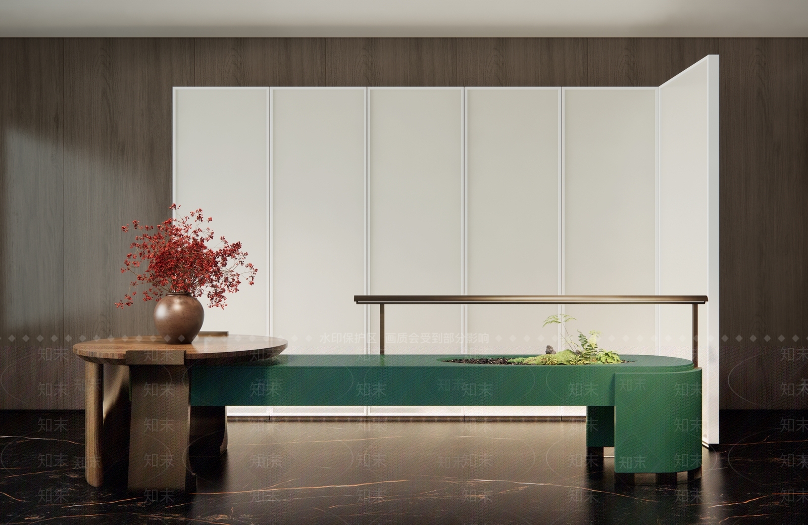 现代洛阳万怡酒店服务台SU模型下载【ID:1157599314】