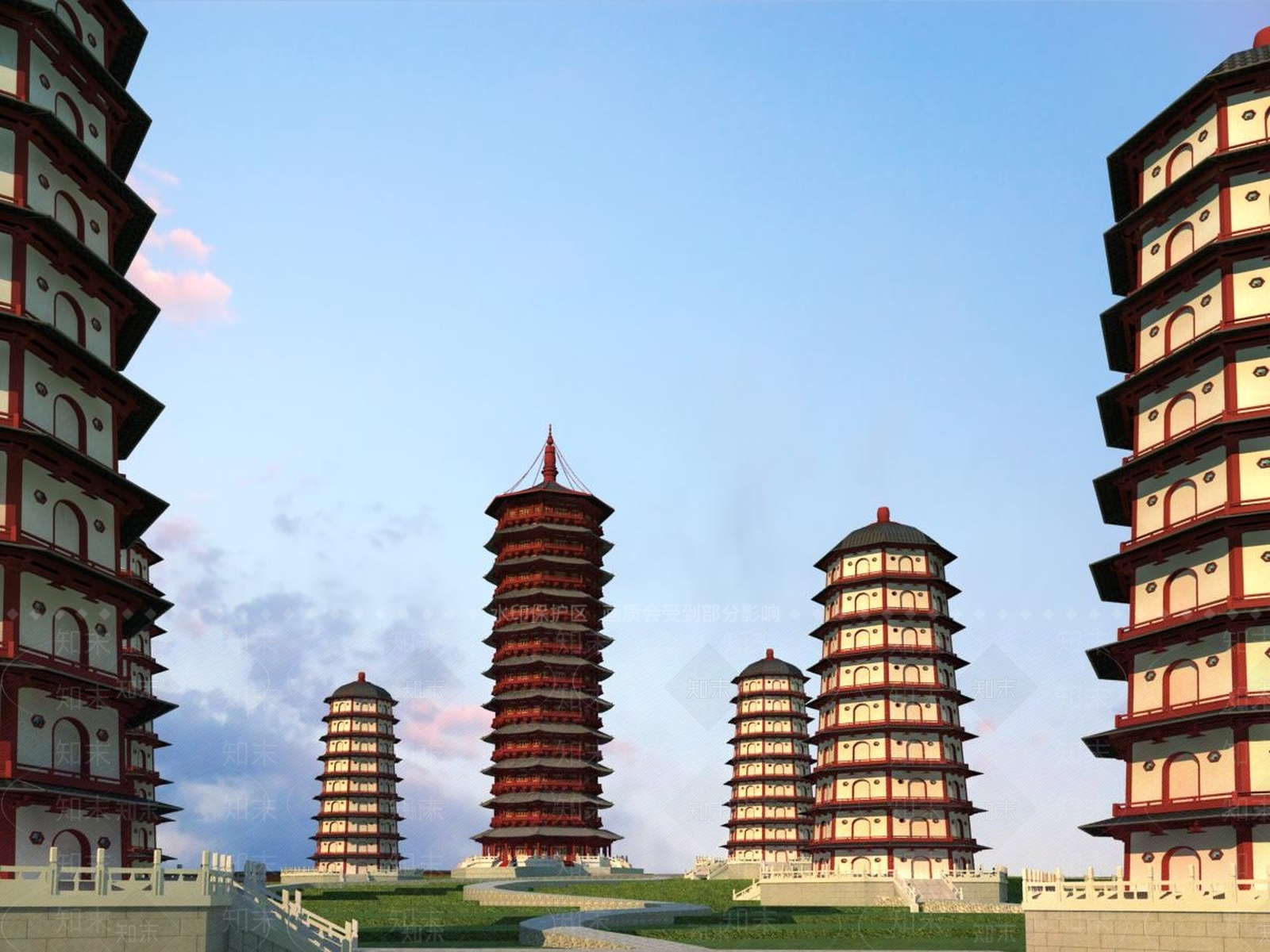 现代古建塔3D模型下载【ID:1157600588】