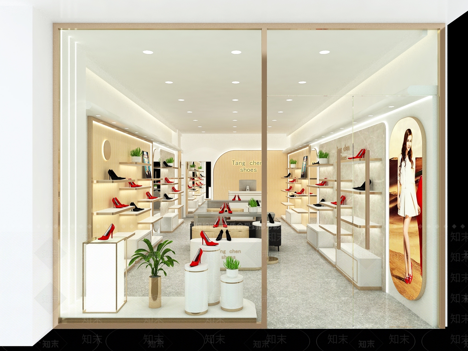 现代女鞋时尚店面3D模型下载【ID:1157601084】
