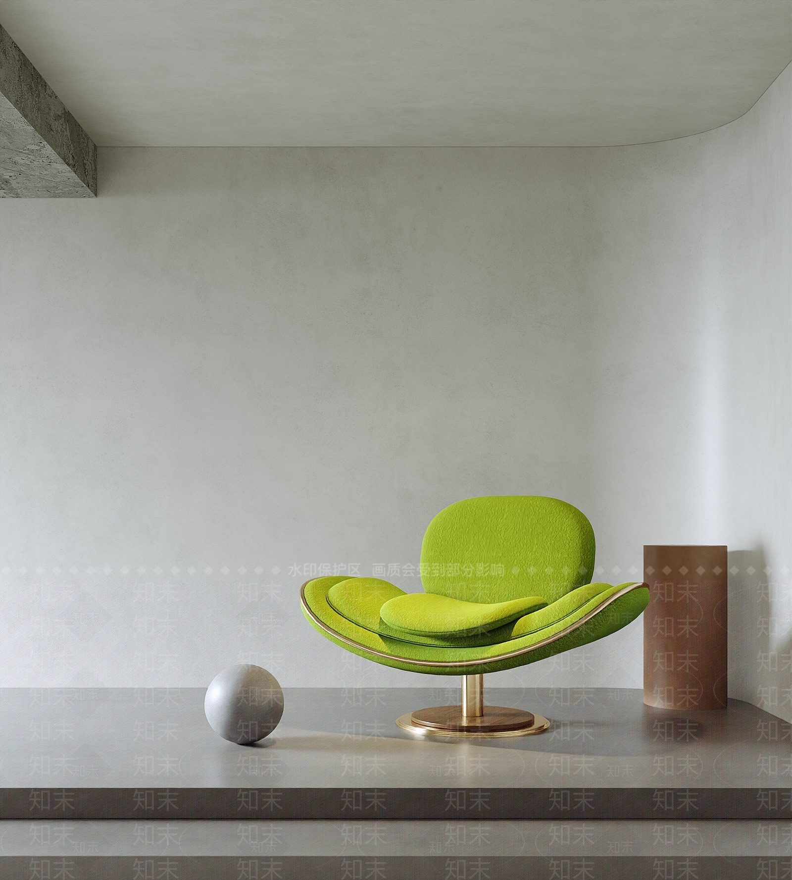 牛油果绿单椅单人沙发3D模型下载【ID:1157603195】