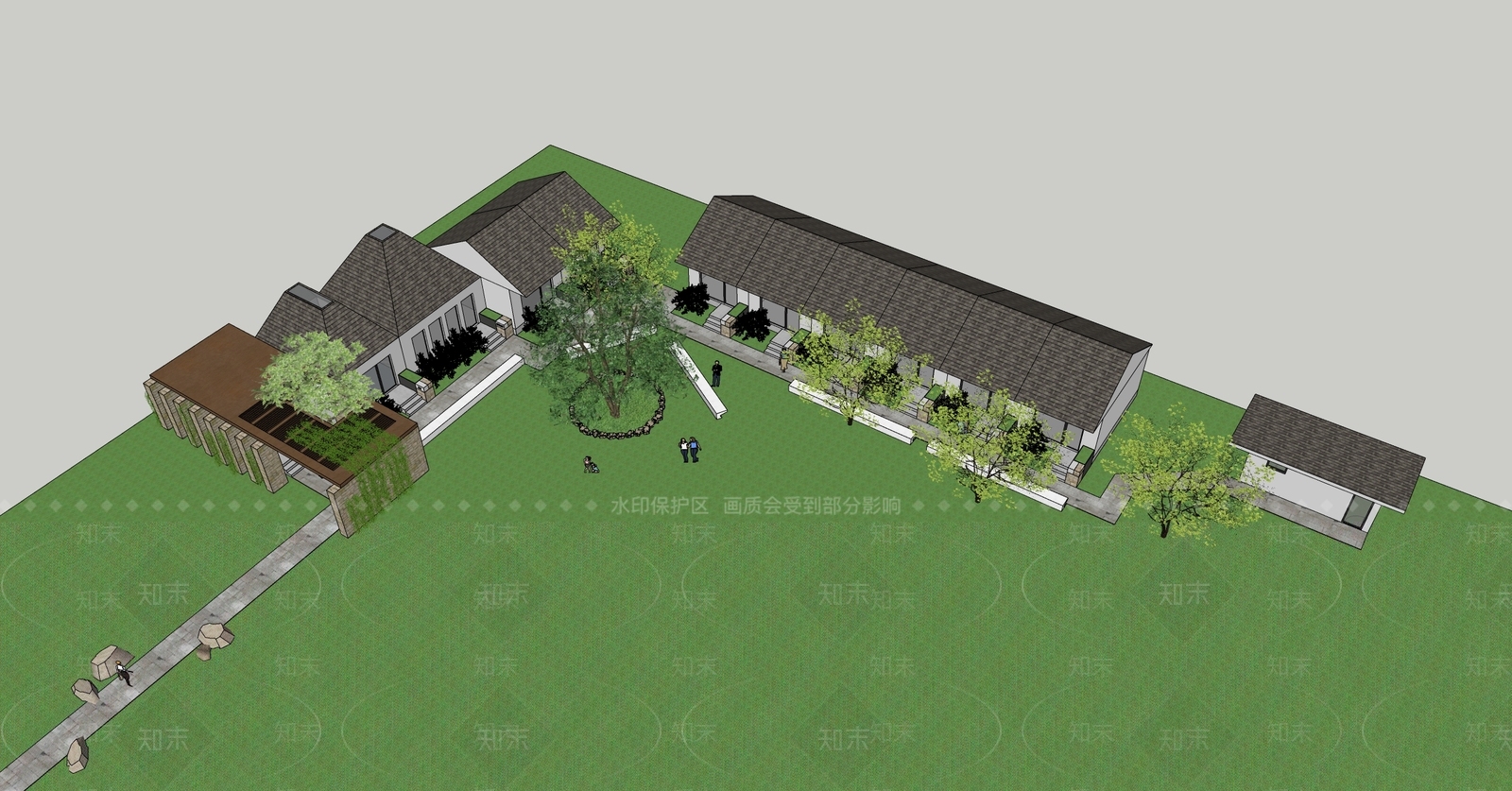 现代乡村农家宴SU模型下载【ID:1157605360】