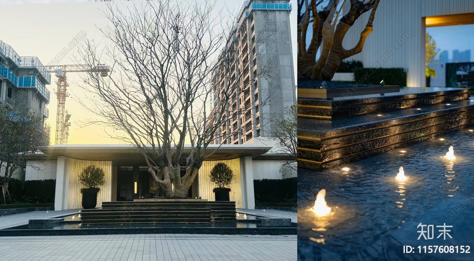 现代入口景观水景施工图下载【ID:1157608152】