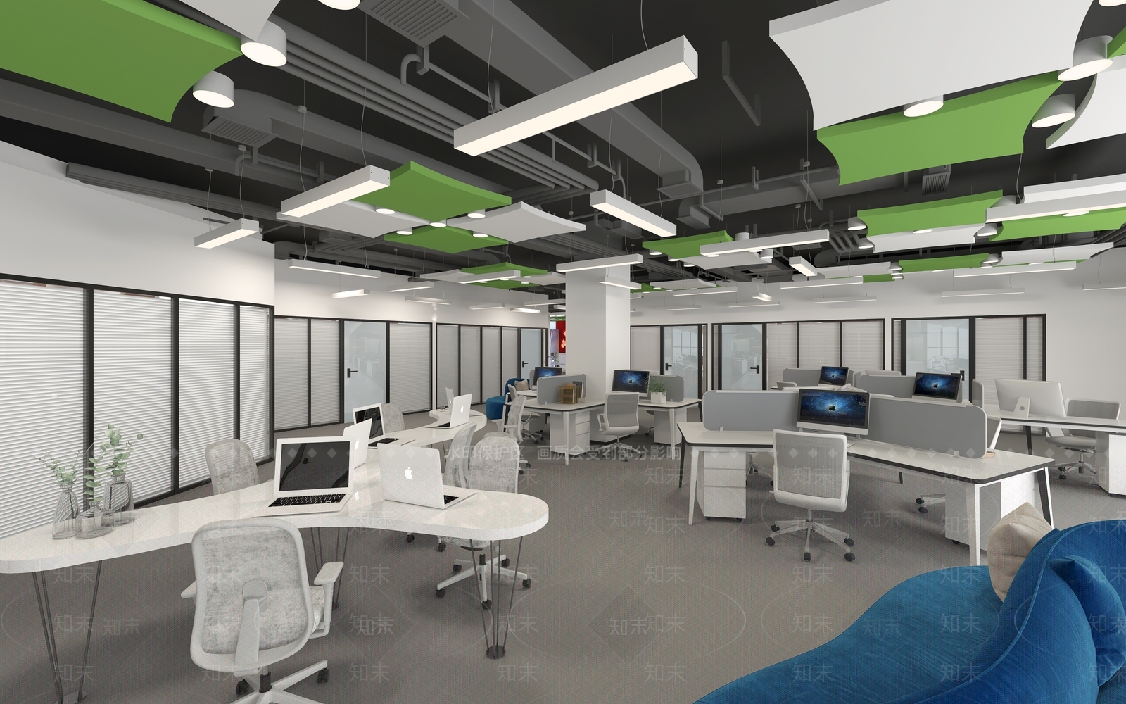 工业风开放式办公室3D模型下载【ID:1157615166】