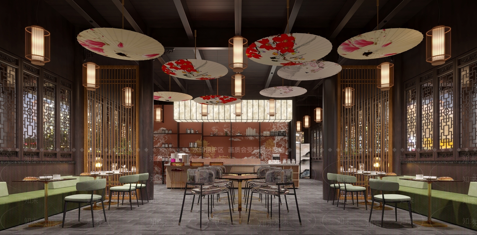新中式茶餐厅3D模型下载【ID:1157615396】