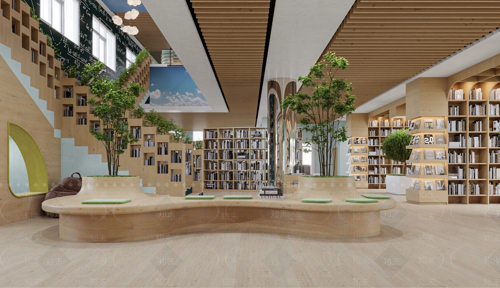 现代图书馆3D模型下载【ID:1157618008】