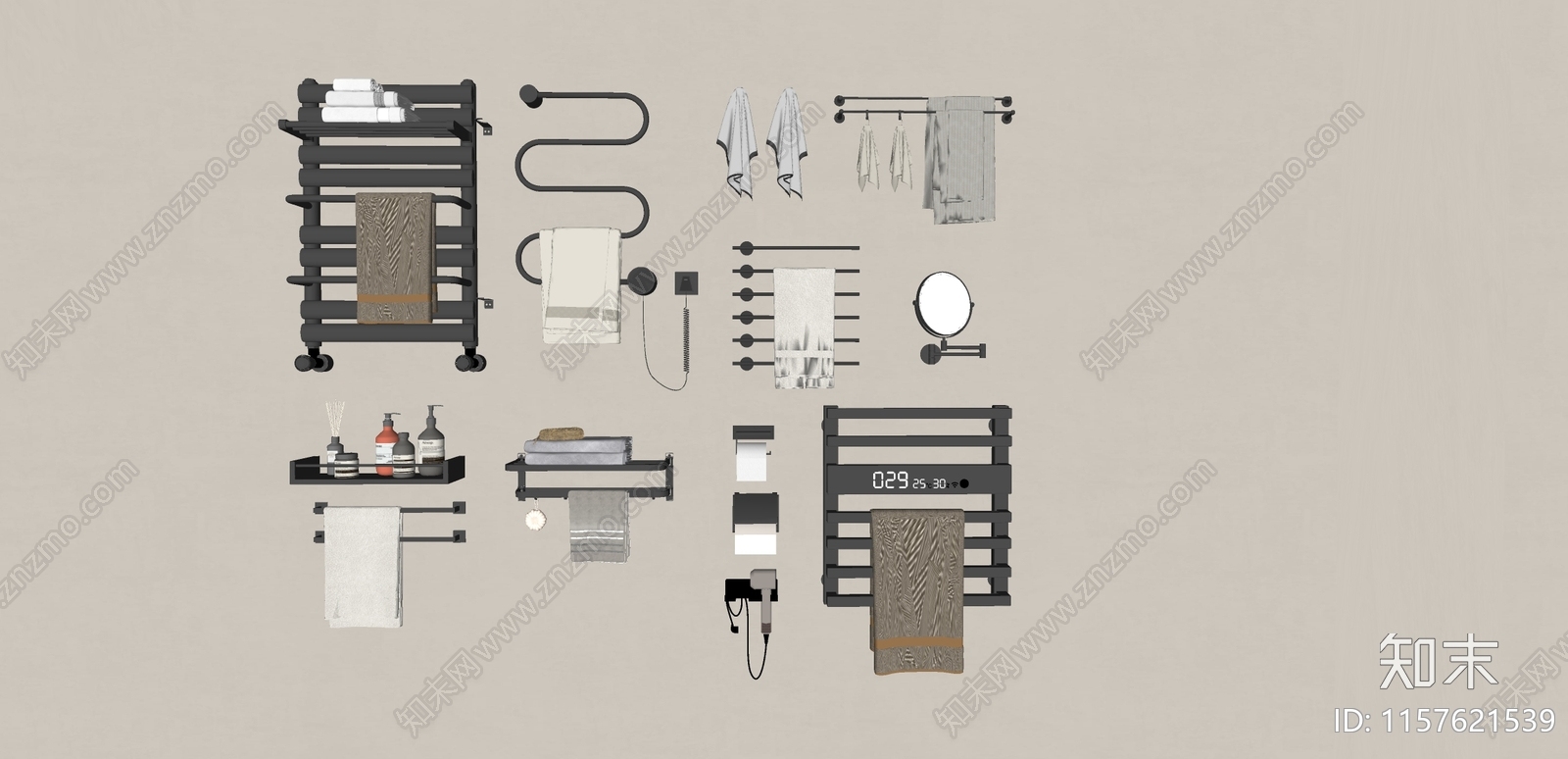现代毛巾架SU模型下载【ID:1157621539】