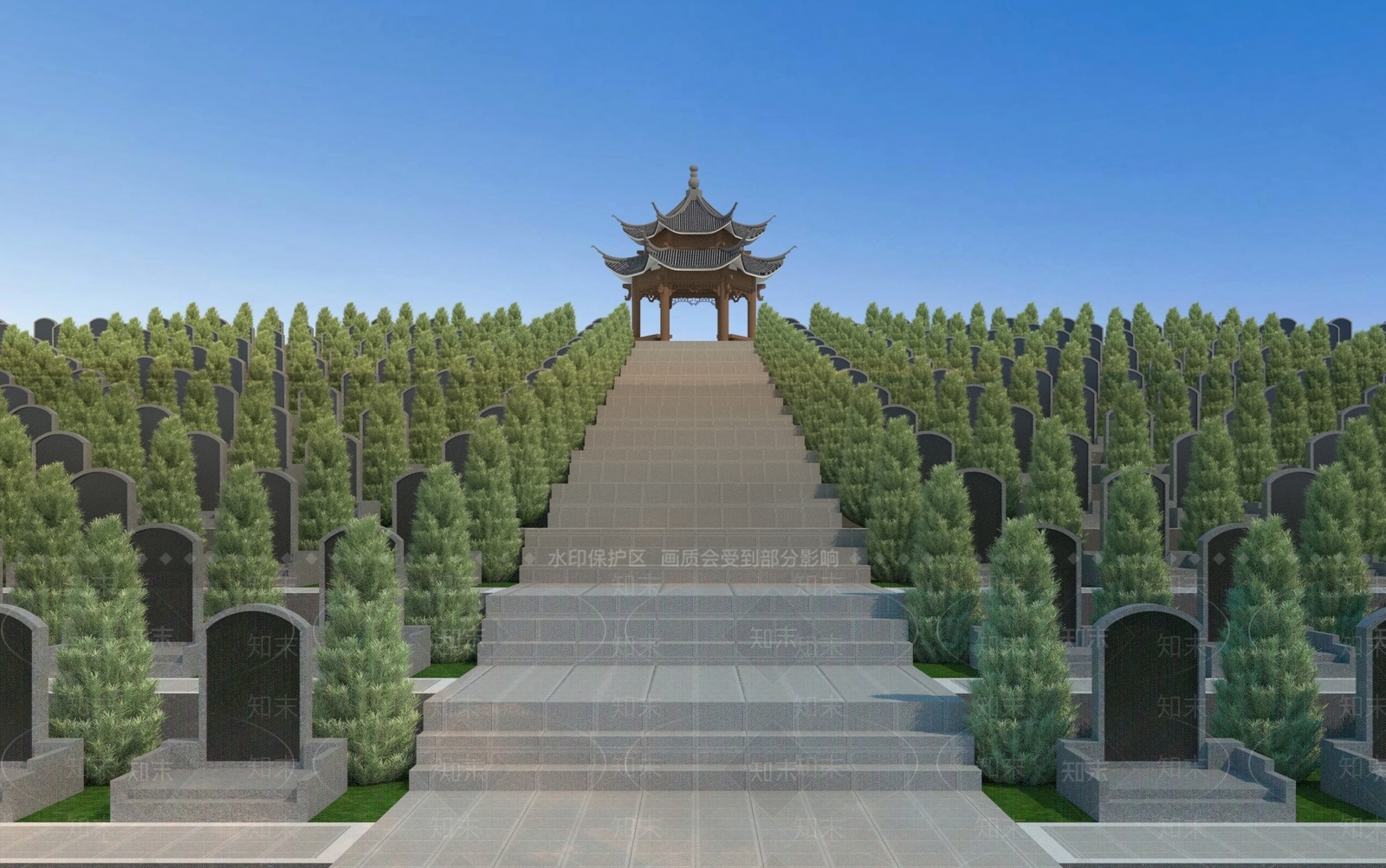 新中式墓地3D模型下载【ID:1157620457】